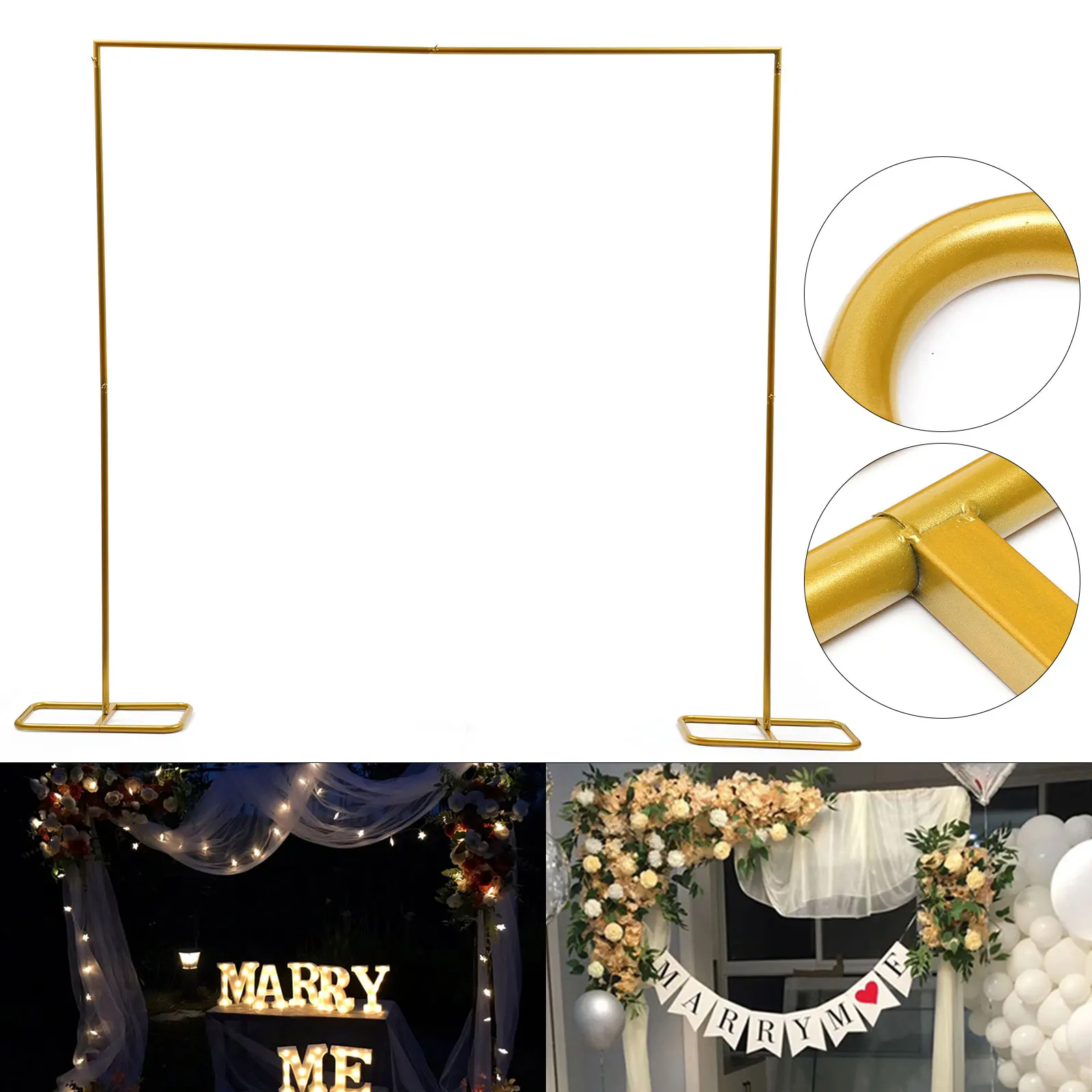 Elegant Gold Iron Wedding Arch Rack, 78.74*82.87 Inch, Sturdy Construction, Perfect for Wedding Decorations, Birthday and Event