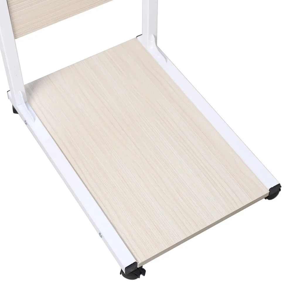 Modern Simple Laptop Table Height Adjustable Living Room Bedroom Laptop Overbed Mobile Bedside Table White with 4-wheels