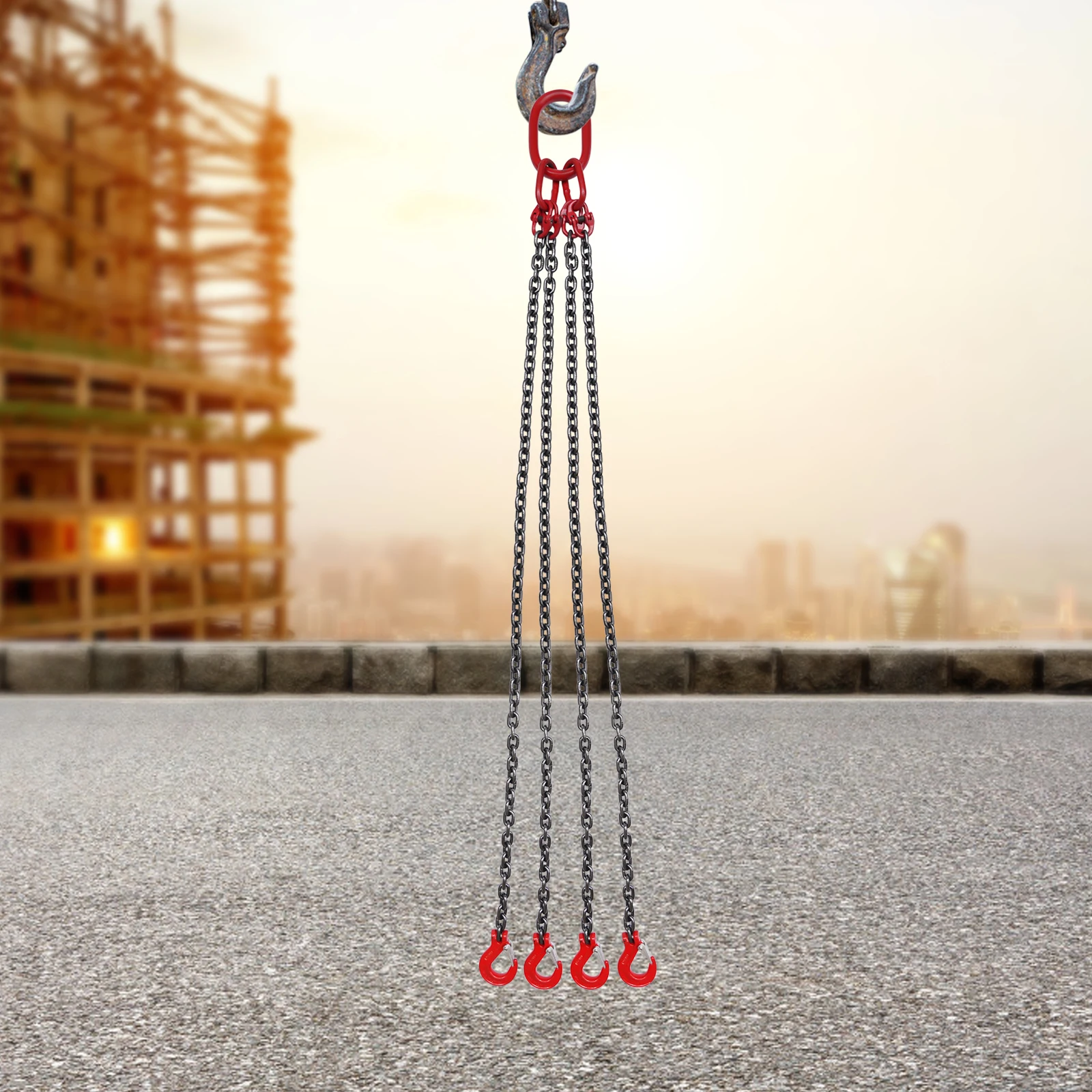 4 Strand Hanging, T8 Wear-Resistant Crane Chain Stop Chain, 1.5 m Chain Hanging, 5T G80 Alloy Steel, for Harbours, Construction