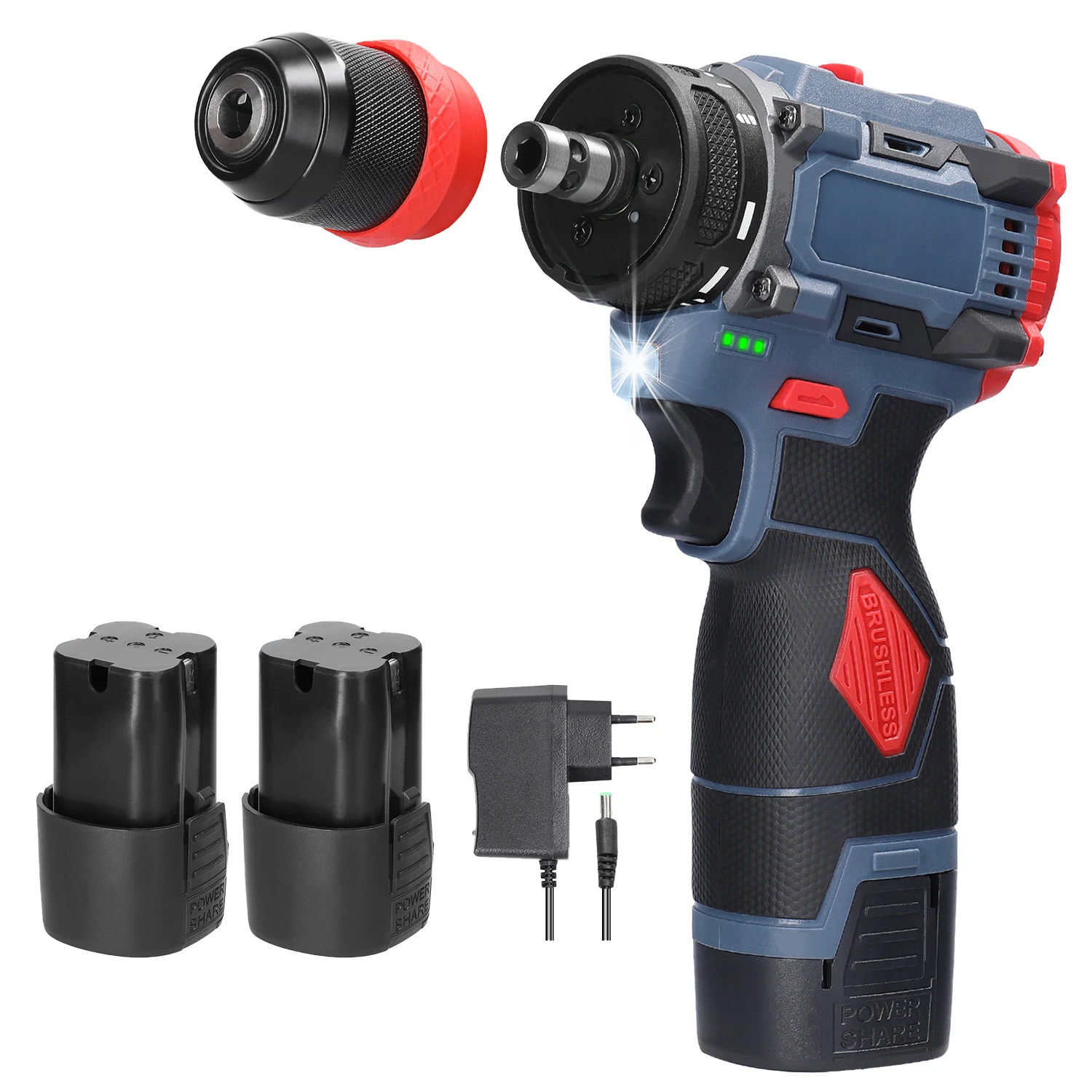 16.8V Cordless Electric Screwdriver Drill Brushless Motor 45Nm Torque Stepless Speed Regulation Handheld Lithium Driver Drill