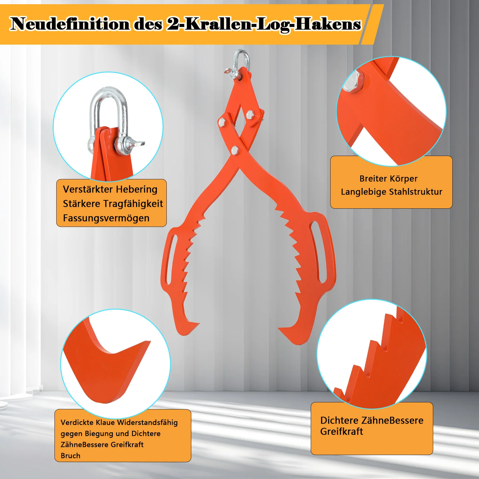 2 Serrated Claw Hook Heavy Duty Log Lifting Pliers Grapple Timber Claw for Lifting Dragging Prying Logs