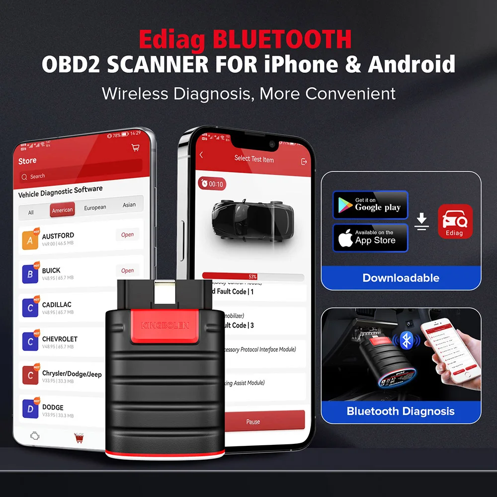 KINGBOLEN Ediag OBD 2 EOBD Scanner Offline Coding Active Test 15 Resets Auto Full System Car Diagnostic Tool with AutoAuth