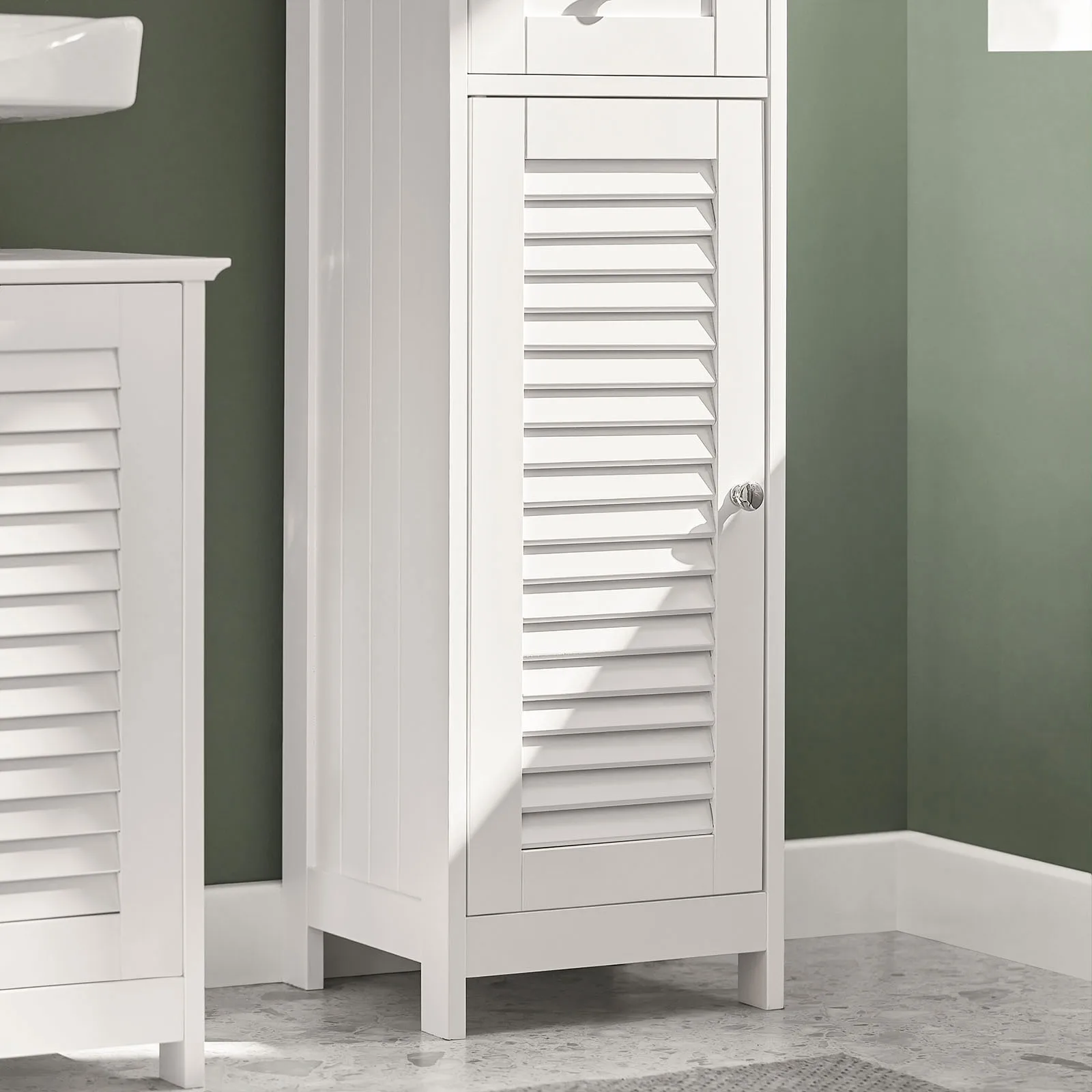 Sobuy Frg236 Bathroom Tall Cabinet Bath Shelf Bathroom Storage Unit Bathroom Furniture with 1 Open Compartment, 1 Drawer and Doors