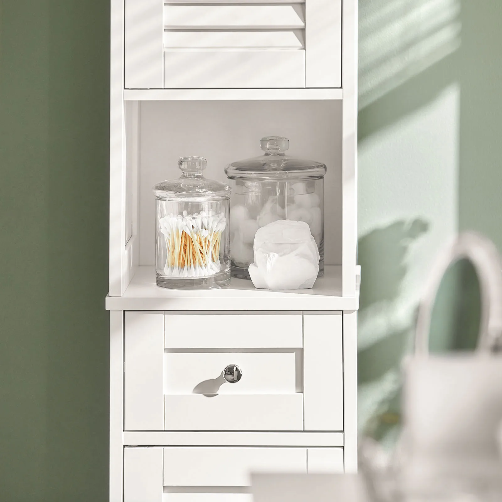 Sobuy Frg236 Bathroom Tall Cabinet Bath Shelf Bathroom Storage Unit Bathroom Furniture with 1 Open Compartment, 1 Drawer and Doors