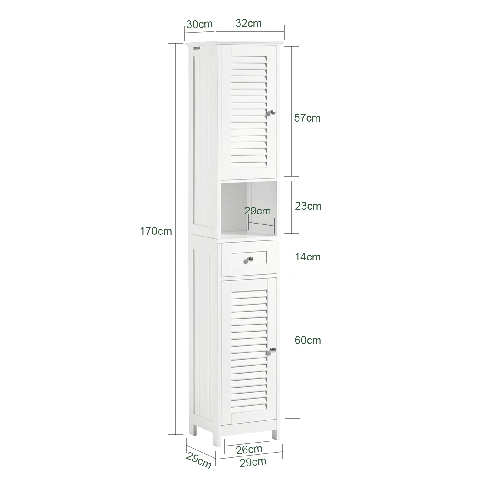 Sobuy Frg236 Bathroom Tall Cabinet Bath Shelf Bathroom Storage Unit Bathroom Furniture with 1 Open Compartment, 1 Drawer and Doors