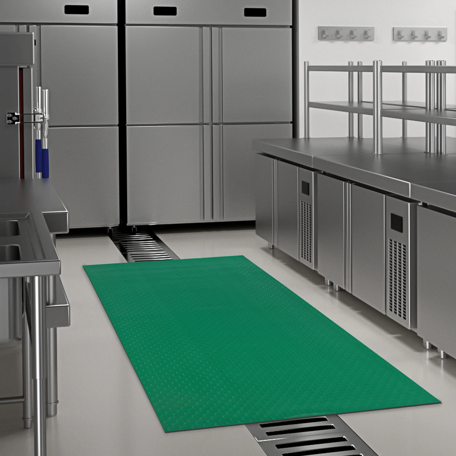 Green rubber floor tiles,non-slip, waterproof PVC,easy to install, stain-resistant,suitable for home,office,kitchen and bathroom