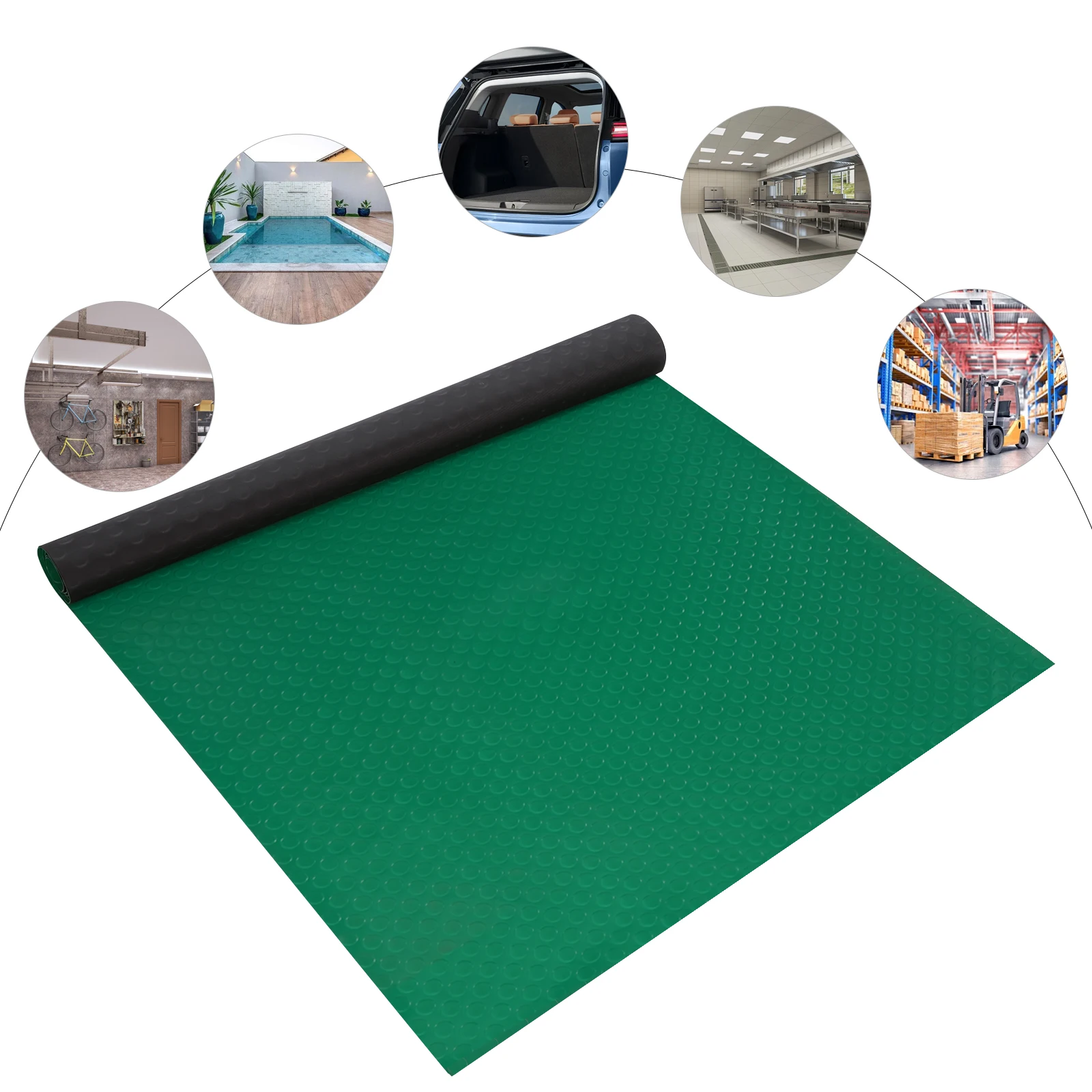 Green rubber floor tiles,non-slip, waterproof PVC,easy to install, stain-resistant,suitable for home,office,kitchen and bathroom