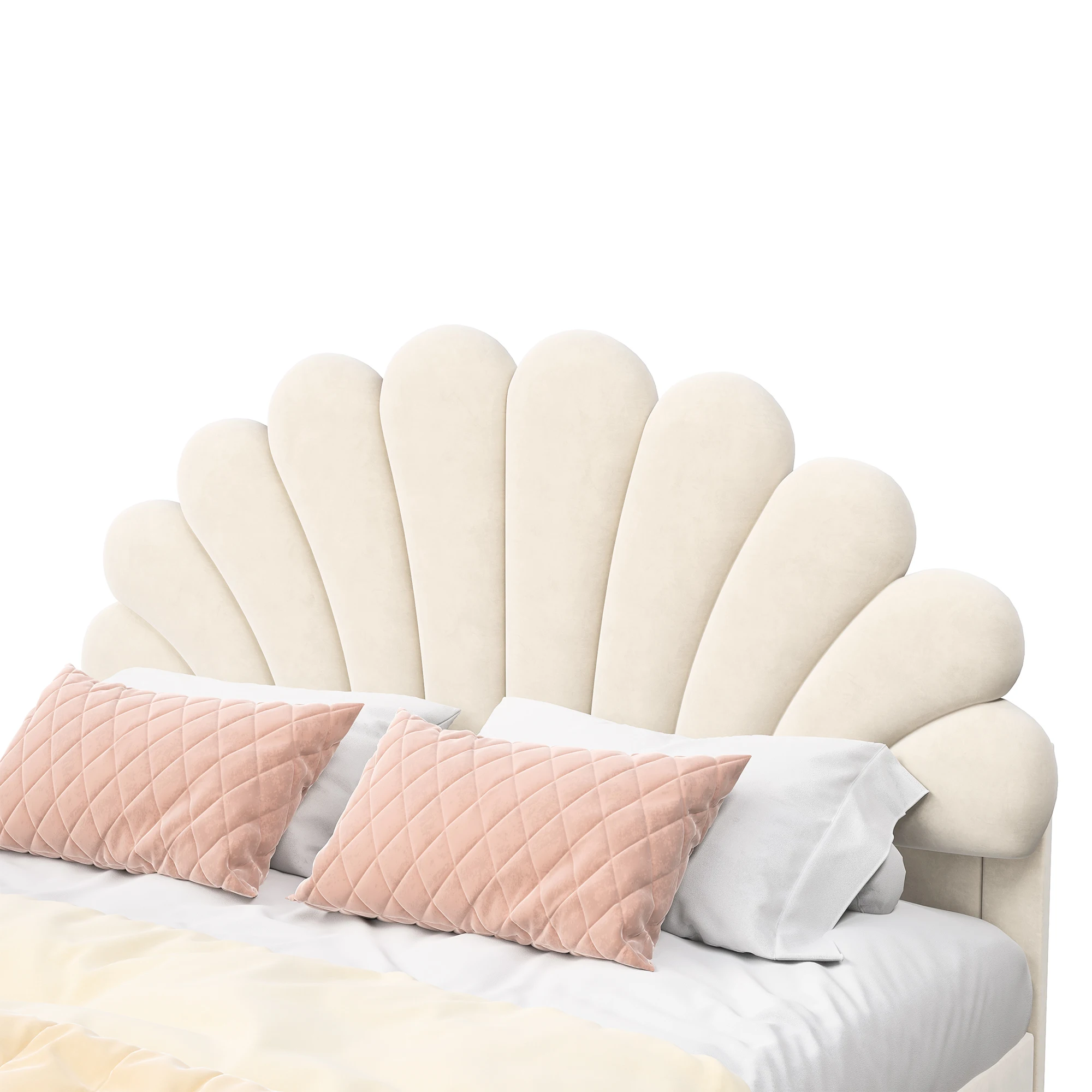 Rosahqnda Children bed Single bed Upholstery bed 90x200cm Floral Headboard and Slatted Slatt Fabric girls bed Without Mattress