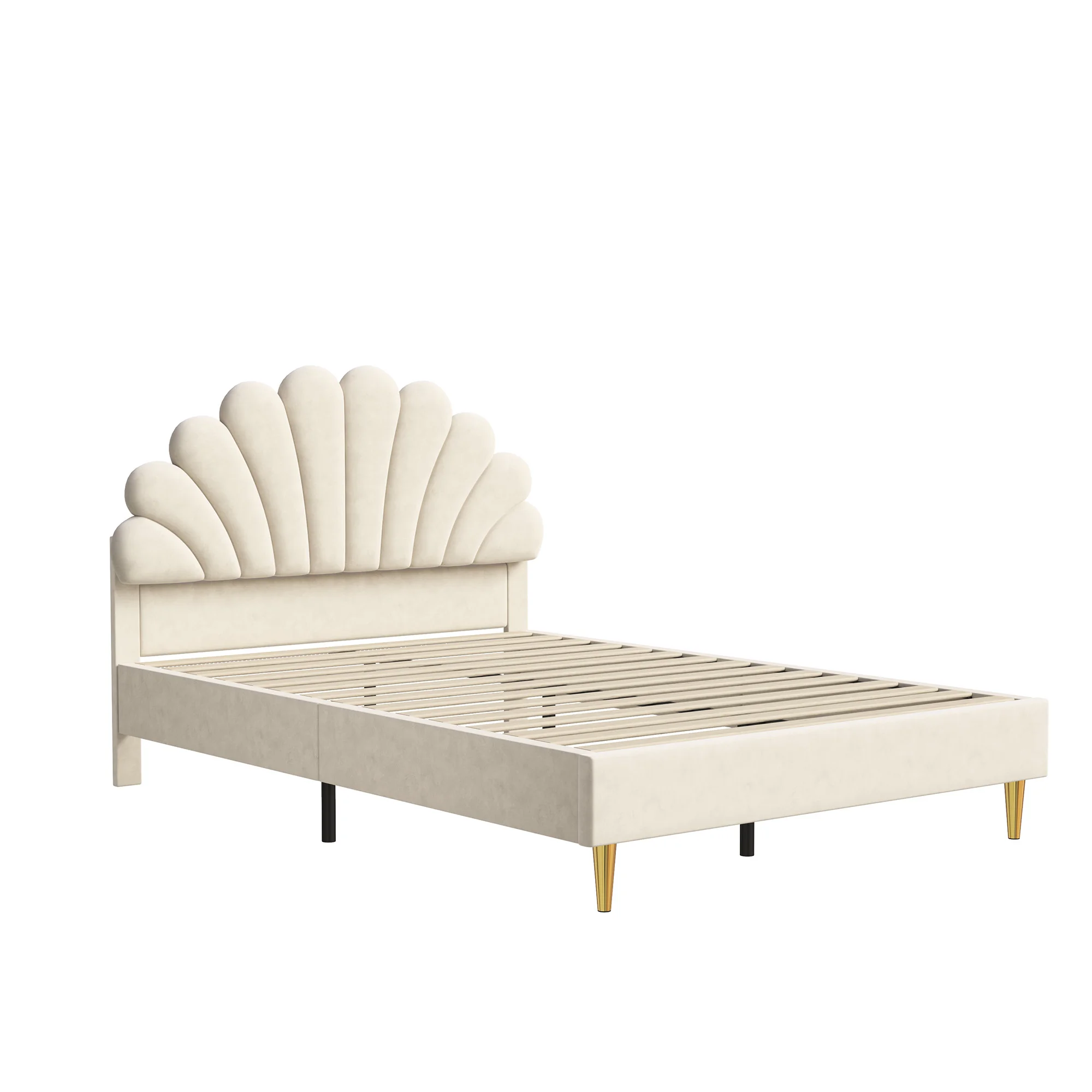 Rosahqnda Children bed Single bed Upholstery bed 90x200cm Floral Headboard and Slatted Slatt Fabric girls bed Without Mattress
