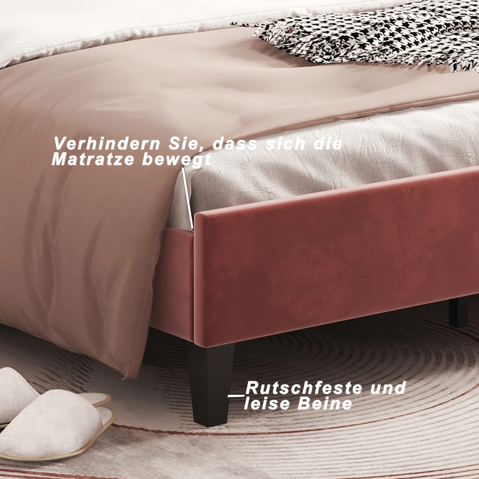 Rosahqnda Children bed Single bed Upholstery bed 90x200cm Floral Headboard and Slatted Slatt Fabric girls bed Without Mattress