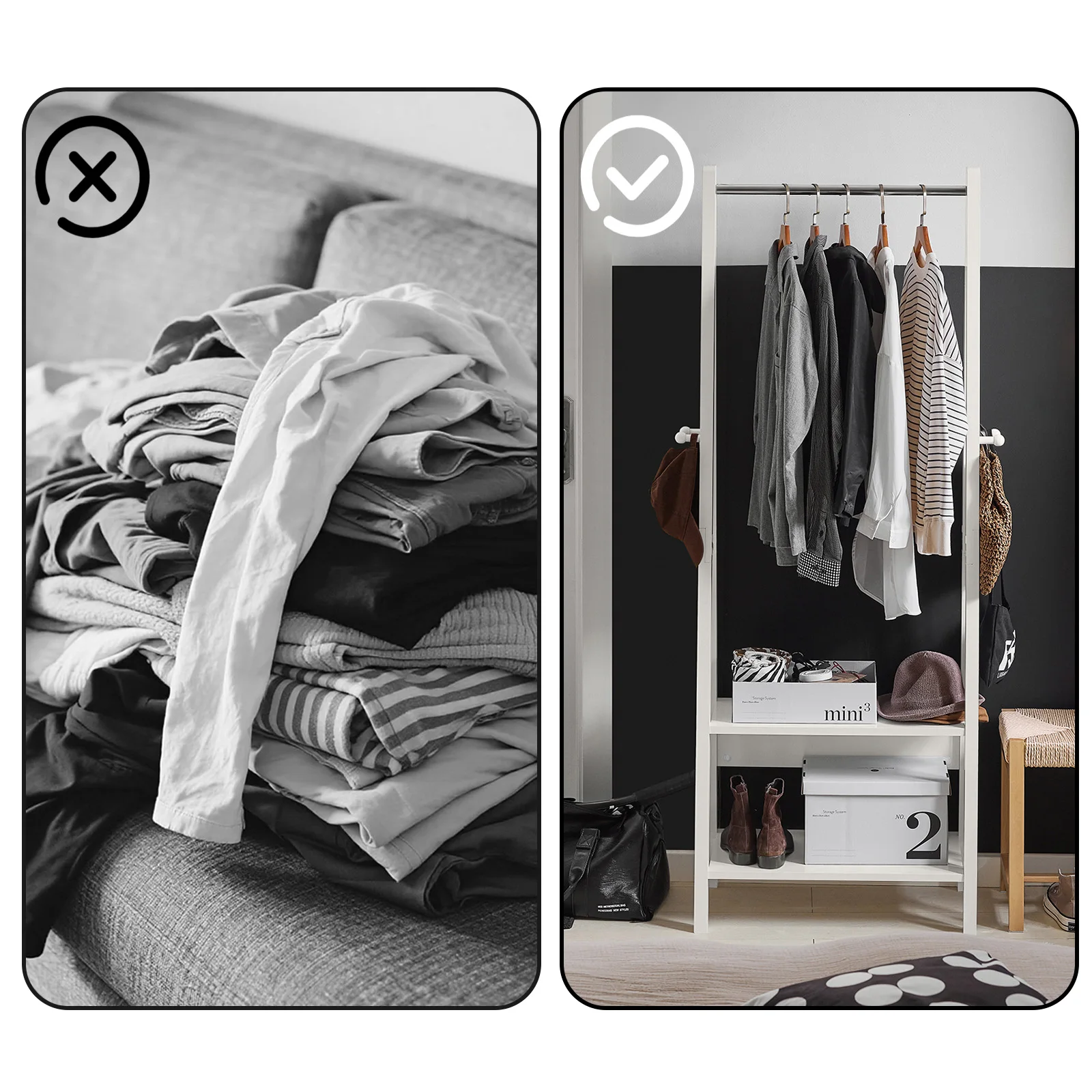 SoBuy FRG59-W dresses stand with 2 shelves, Modern Hanging Bar & Freestanding dresses stand for Bedroom & Hallway White