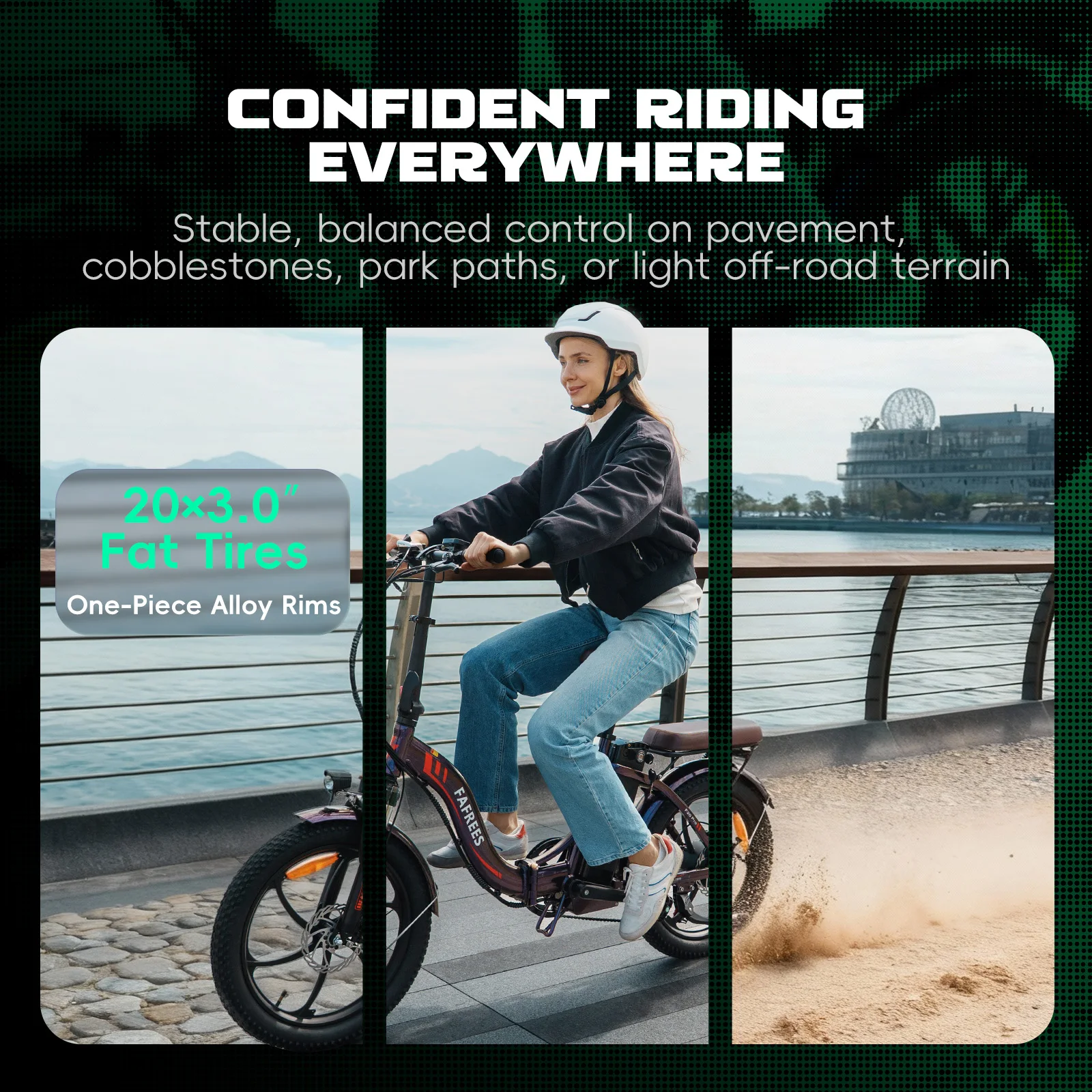 Fafrees Folding Electric Bicycle Adults 20x3.0 Fat Tire City E-bike with 36V 20Ah Removable Battery 100km Range