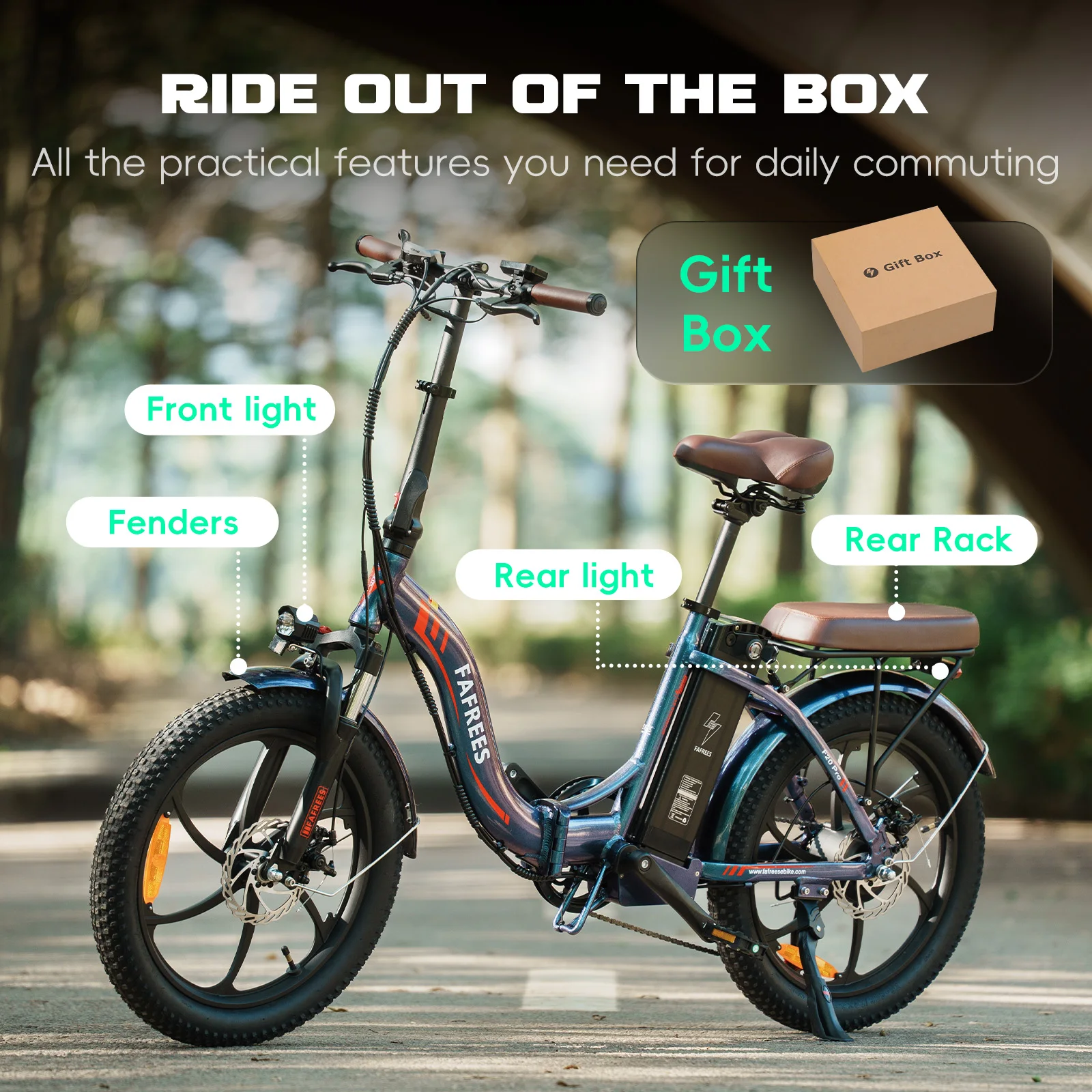 Fafrees Folding Electric Bicycle Adults 20x3.0 Fat Tire City E-bike with 36V 20Ah Removable Battery 100km Range