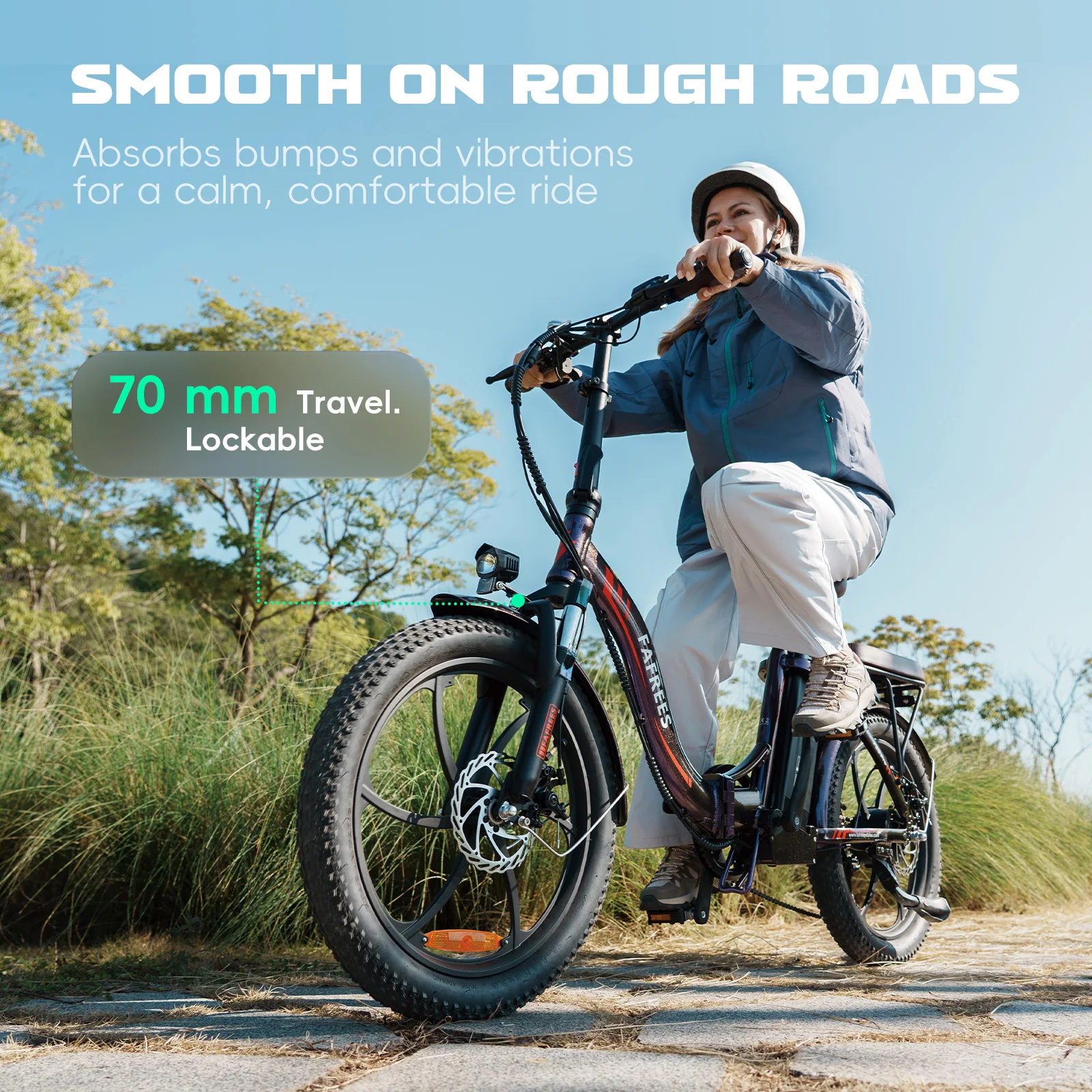 Fafrees Folding Electric Bicycle Adults 20x3.0 Fat Tire City E-bike with 36V 20Ah Removable Battery 100km Range