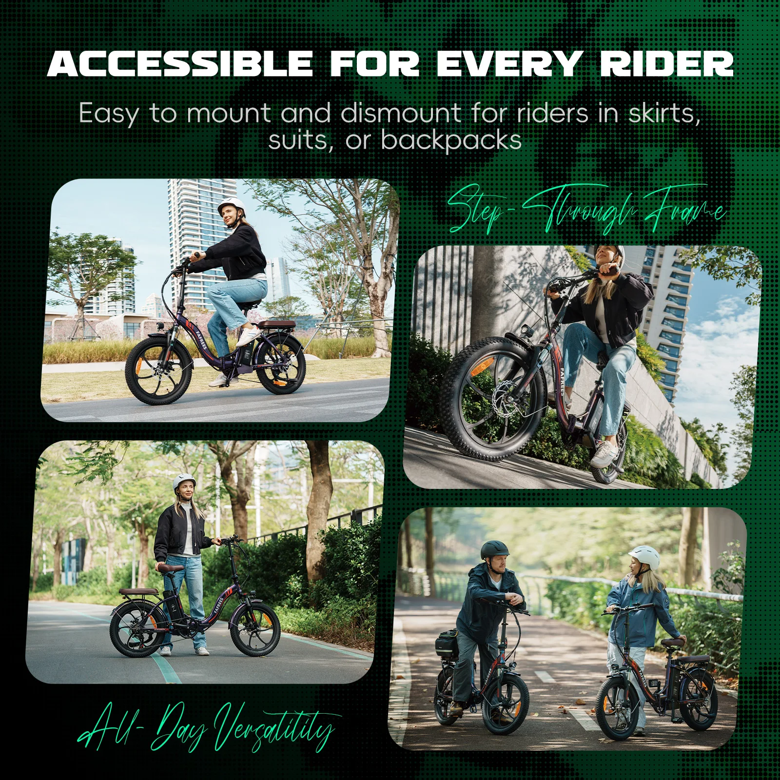 Fafrees Folding Electric Bicycle Adults 20x3.0 Fat Tire City E-bike with 36V 20Ah Removable Battery 100km Range