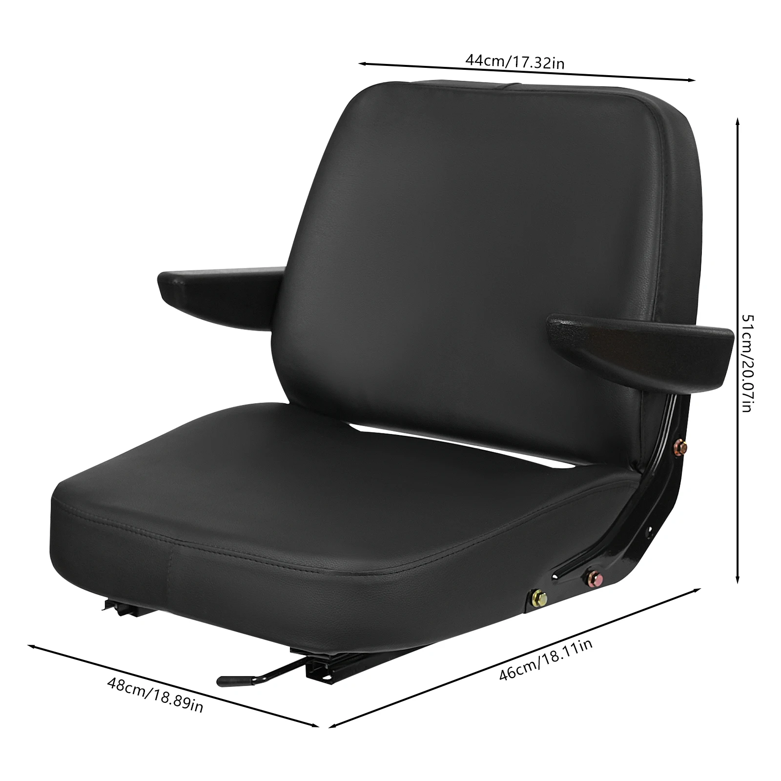 Forklift Seat Easy to Clean Tractor Seat PVC Synthetic Leather Forklift Seat with Armrest for Forklifts/Tractors/Bulldozers