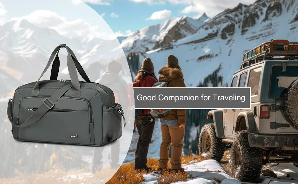 Kono Travel Bag hand luggage Set-2-Piece Weekend bag with Shoe Compartment & Cosmetic Bag bag Multi-chamber Design for Travel Sports