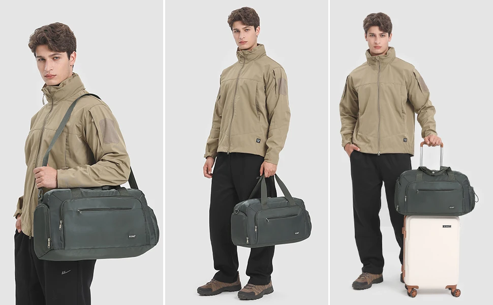 Kono Travel Bag hand luggage Set-2-Piece Weekend bag with Shoe Compartment & Cosmetic Bag bag Multi-chamber Design for Travel Sports