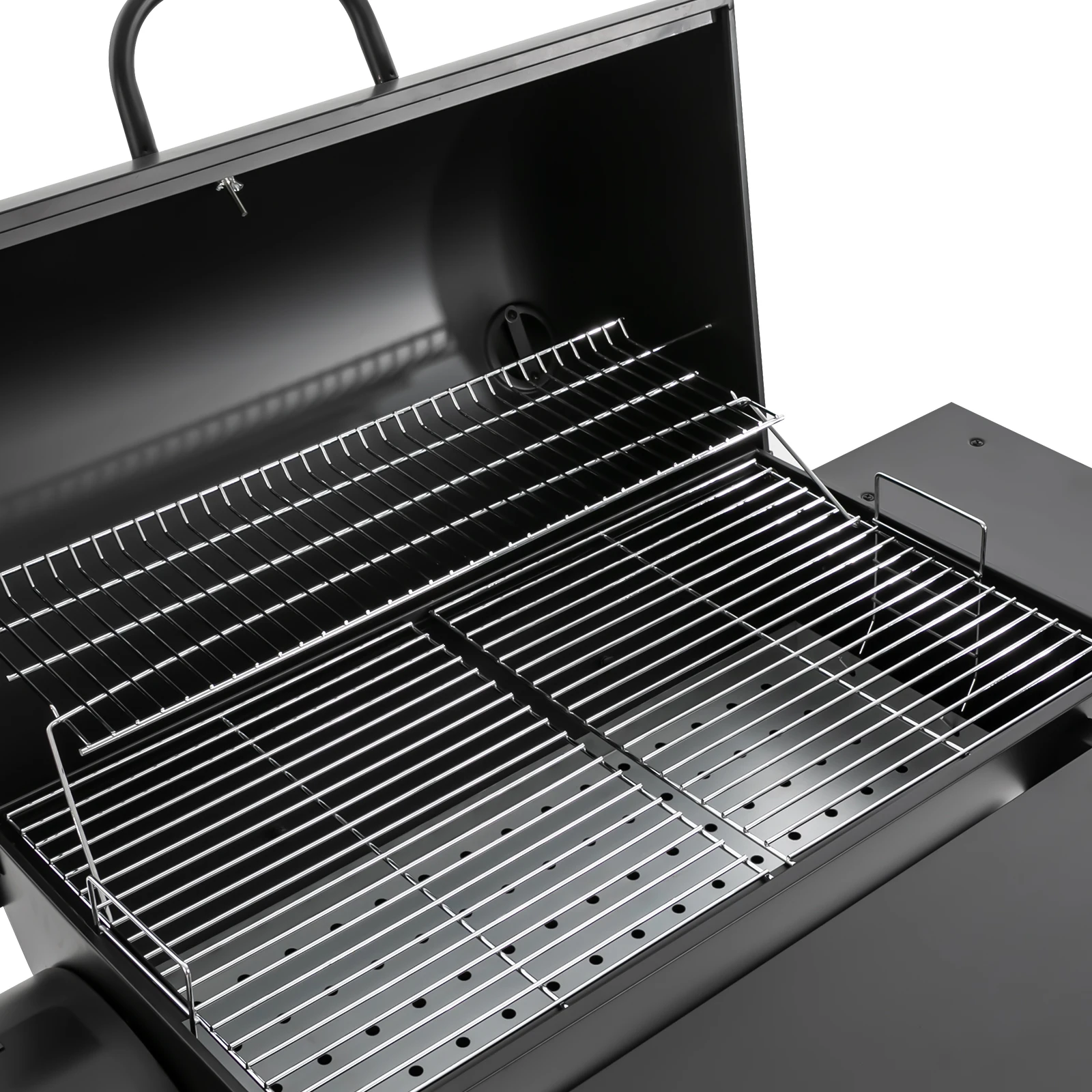 Freestanding Charcoal Grills Family Size Barbecue Smoker with Side Table, Wheels ＆ Food Shelves--147*70*126cm