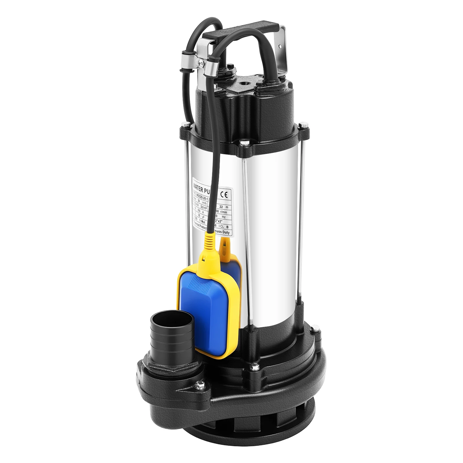 2HP Submersible Water Pump 1500W, 36000L/H Stainless Steel Sump Pump with Float Switch, Clean & Dirty Water Drainage for Swimming Pool, Farm, Industry