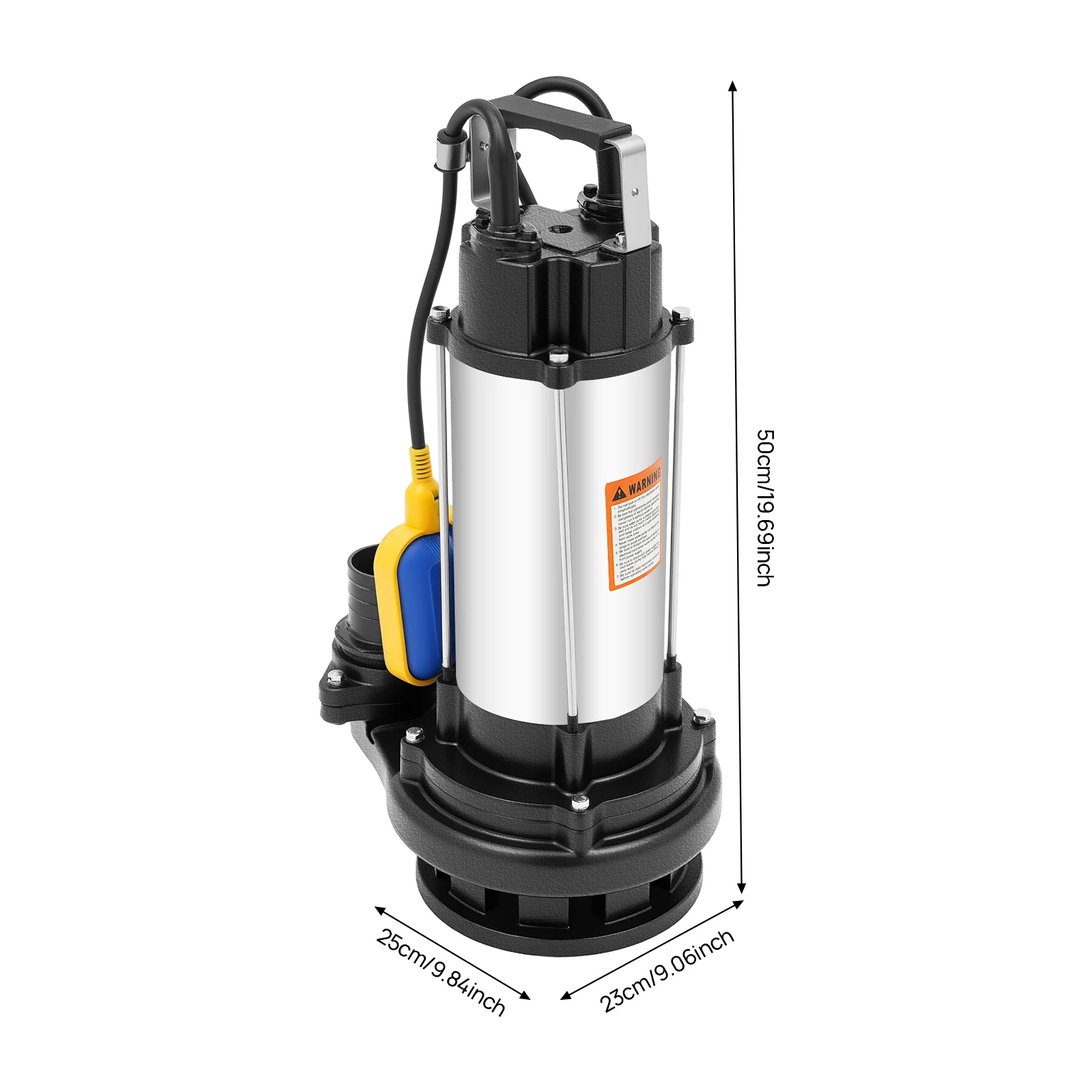 2HP Submersible Water Pump 1500W, 36000L/H Stainless Steel Sump Pump with Float Switch, Clean & Dirty Water Drainage for Swimming Pool, Farm, Industry