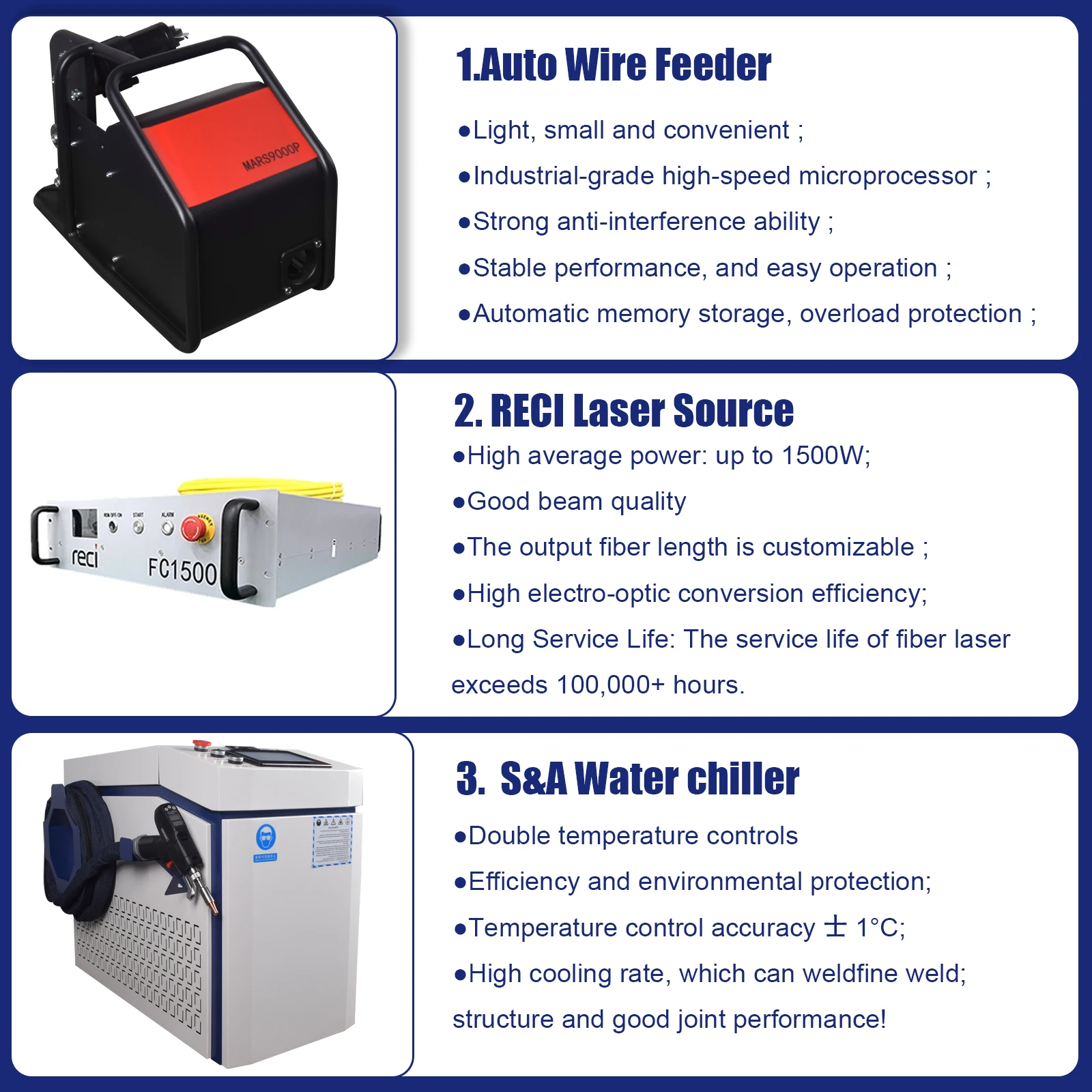 RECI 1500W 220V 4-in-1 Handheld Watercooled Laser Soldering Machine Welding Cutting Cleaning 10m Cable Welding Machine for Metal