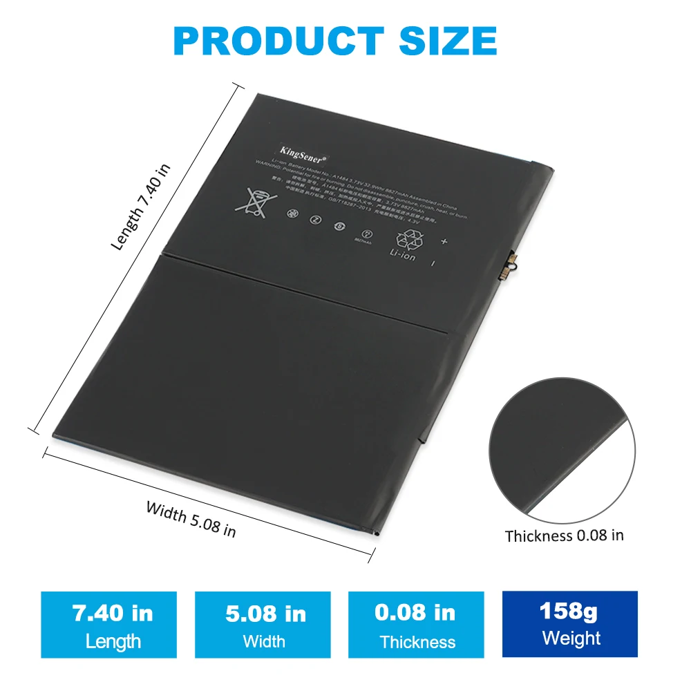 A1484 Li-Polymer Battery Replacement for iPad Air 1 5 6 7 8 9 Gen A1474 A1822 A1823 A1893 A1954 A2197 A2198 A2200 A2270 A2602 3.73V 8827mAh Free Tools