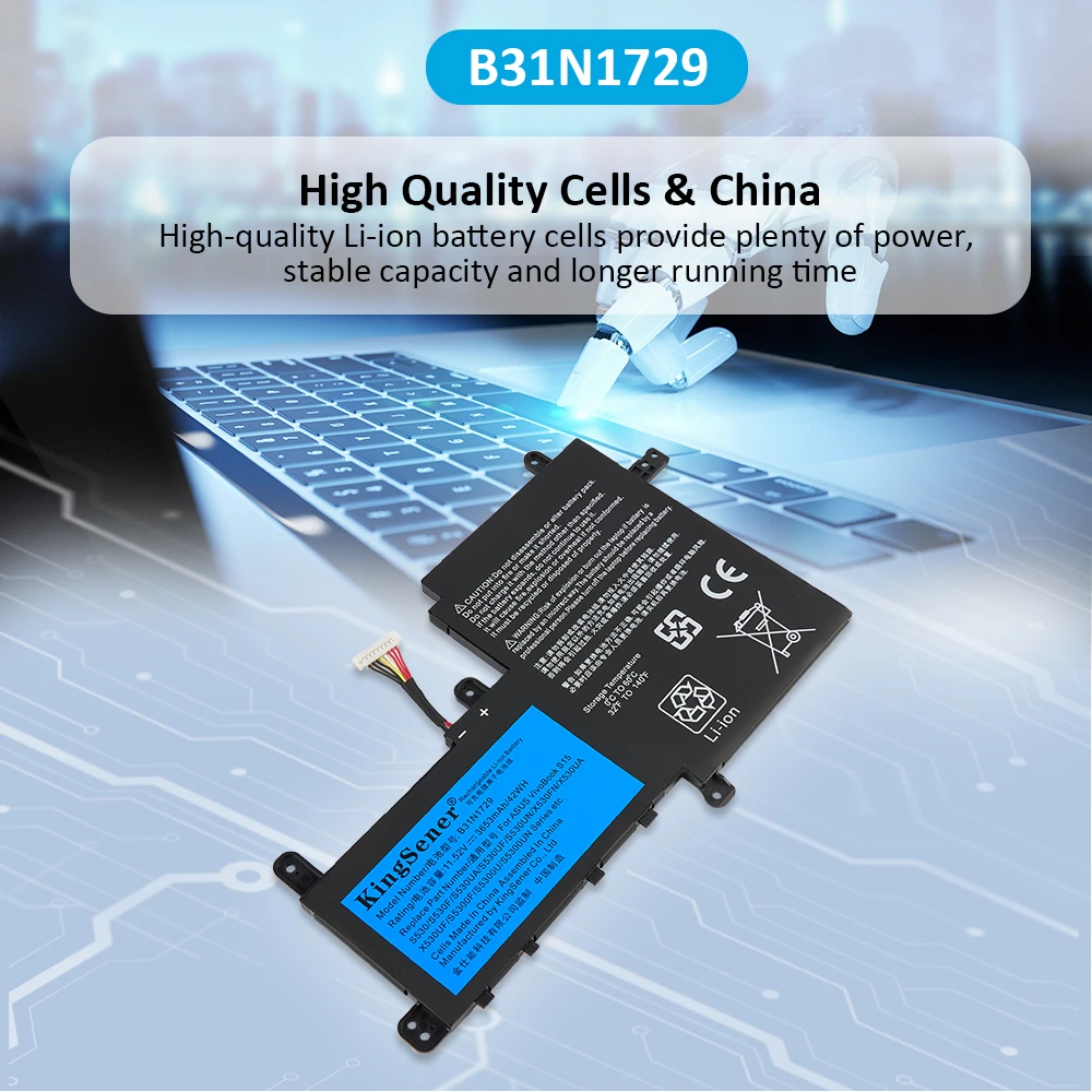 KingSener B31N1729 Laptop Battery For ASUS VivoBook S15 S530 S530F S530FA S530FN S530UA S530UF S530UN X530FN X530FN-1A S5300UN