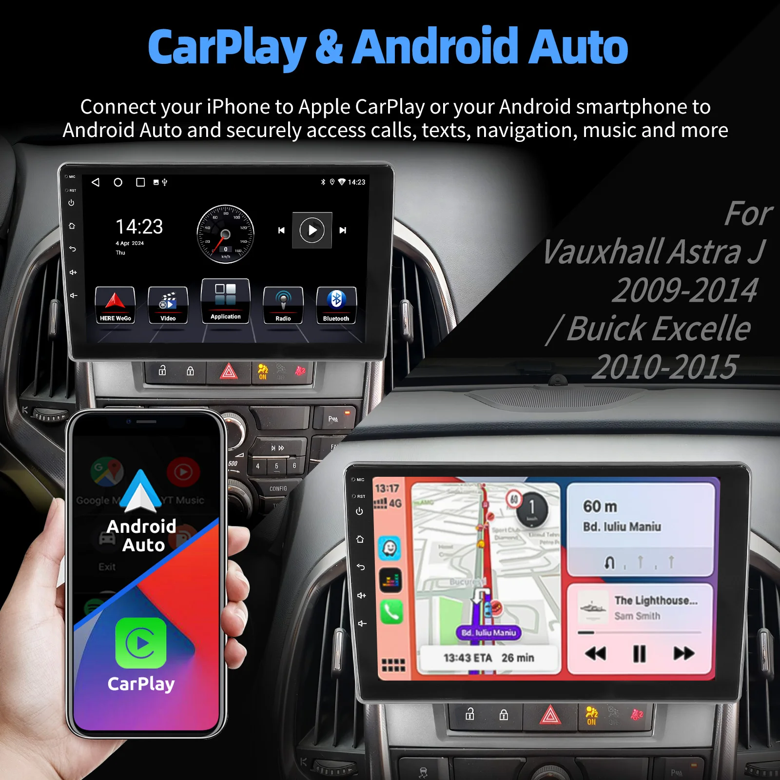 ESSGOO 9" Car Radio Android 14 For Opel Astra J 09-14 Buick Excelle Verano 10-15 Multimedia Player Navi GPS Carplay Android Auto