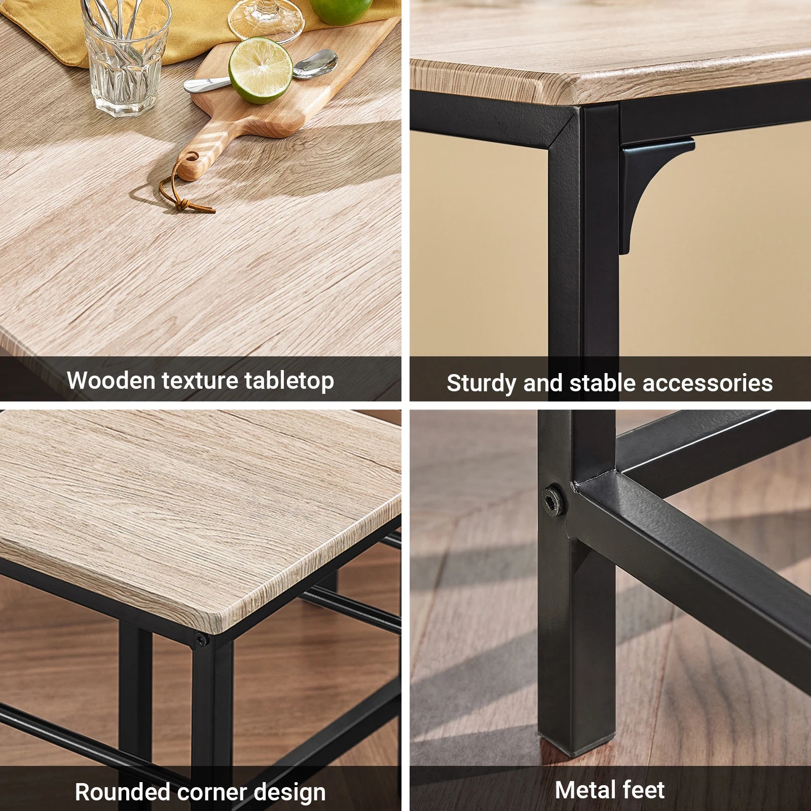 SoBuy OGT11 bar table set, 5 pieces, dining table bistro table with 4 chairs, seating group