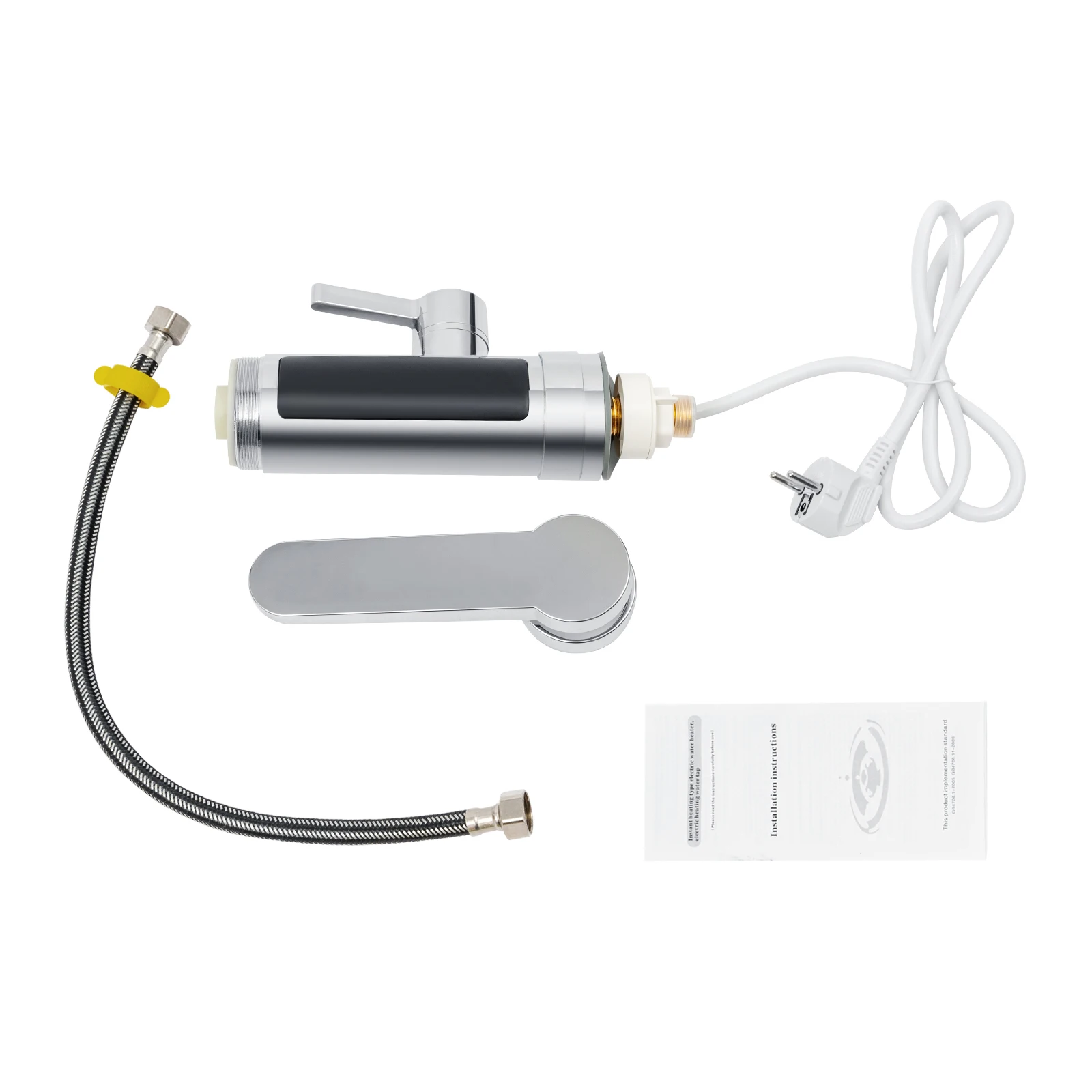 Electric Heating Faucet 3000W, Fast Heating 3s 77-131°F, Kitchen Sink Tap with LED Temperature Display EU Plug