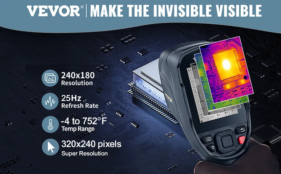 SucceBuy Thermal Imaging Camera 240x180/384 x 288IR High Resolution Professional Infrared Thermal Imager for Repair Pipeline Detection PCB