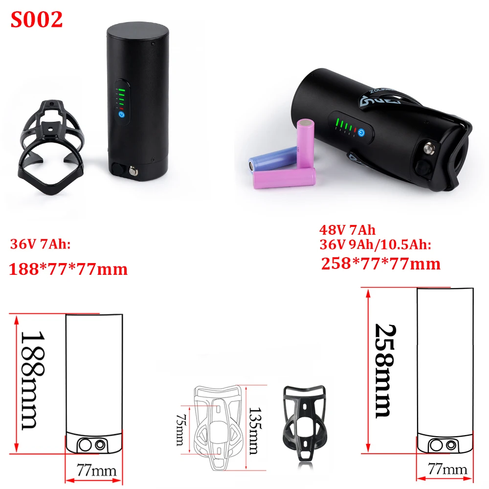 36v 10.5ah Bottle EBike Battery 48V 36V 7Ah 10.5Ah 9Ah Electric Bicycle18650 Batteries Pack for 250W 350W 500W Motor Kit