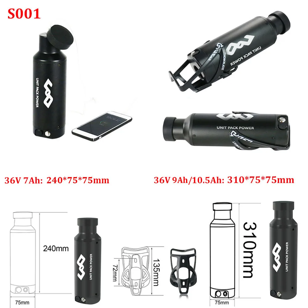 36v 10.5ah Bottle EBike Battery 48V 36V 7Ah 10.5Ah 9Ah Electric Bicycle18650 Batteries Pack for 250W 350W 500W Motor Kit