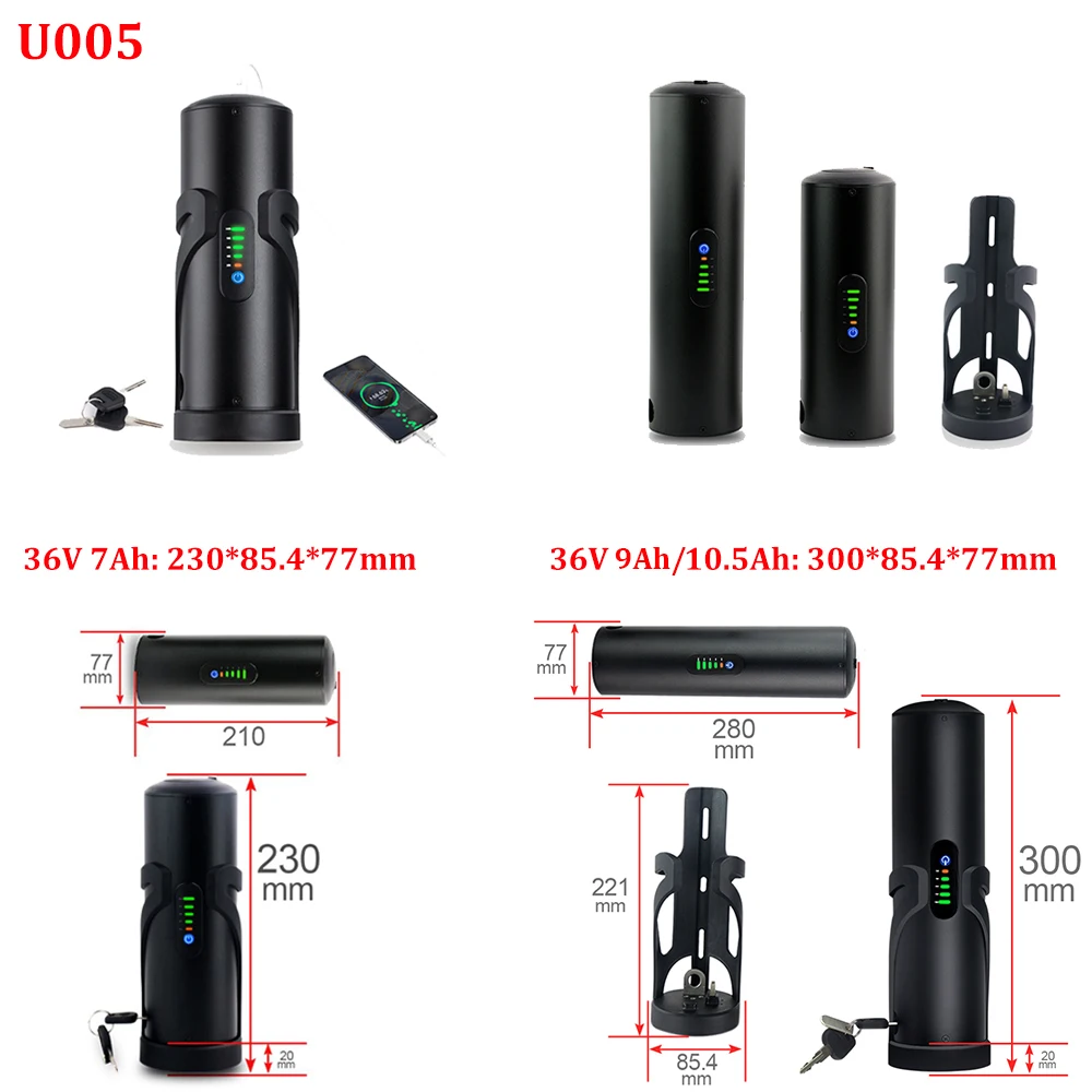 36v 10.5ah Bottle EBike Battery 48V 36V 7Ah 10.5Ah 9Ah Electric Bicycle18650 Batteries Pack for 250W 350W 500W Motor Kit