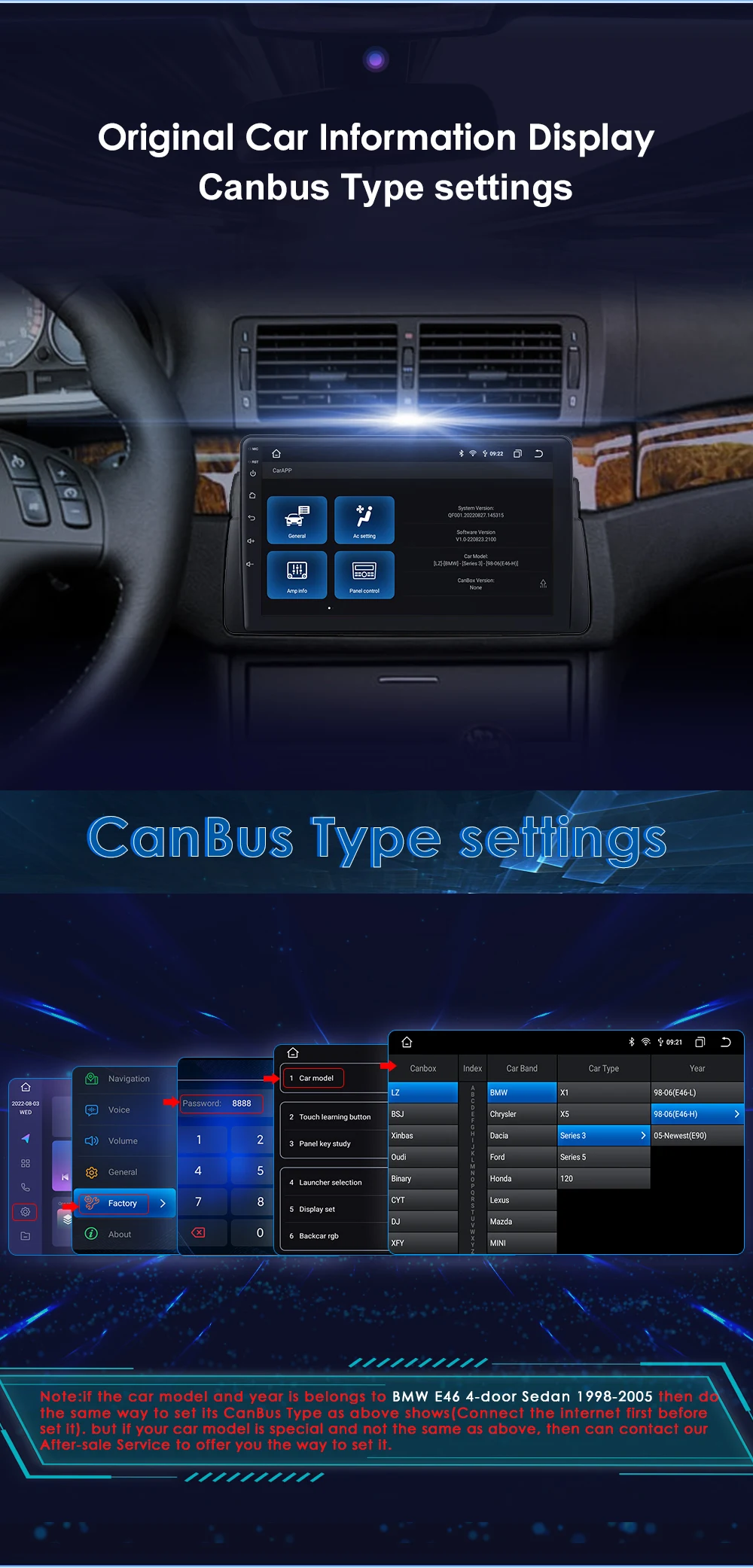 OSSURET CarPlay Android Car Radio For BMW 3 Series E46 M3 318 320 325 330 335 1998-2005 Car Multimedia GPS 2din autoradio 7862