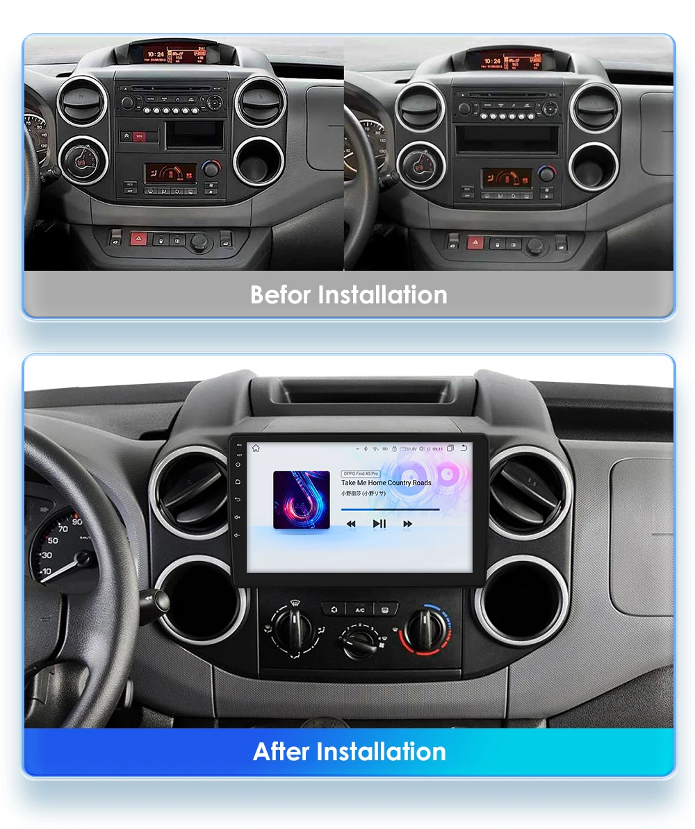 OSSURET CarPlay Android Car Radio For Citroen Berlingo B9 Peugeot Partner 2008 -2019 Car Multimedia Player GPS 2din 4G autoradio