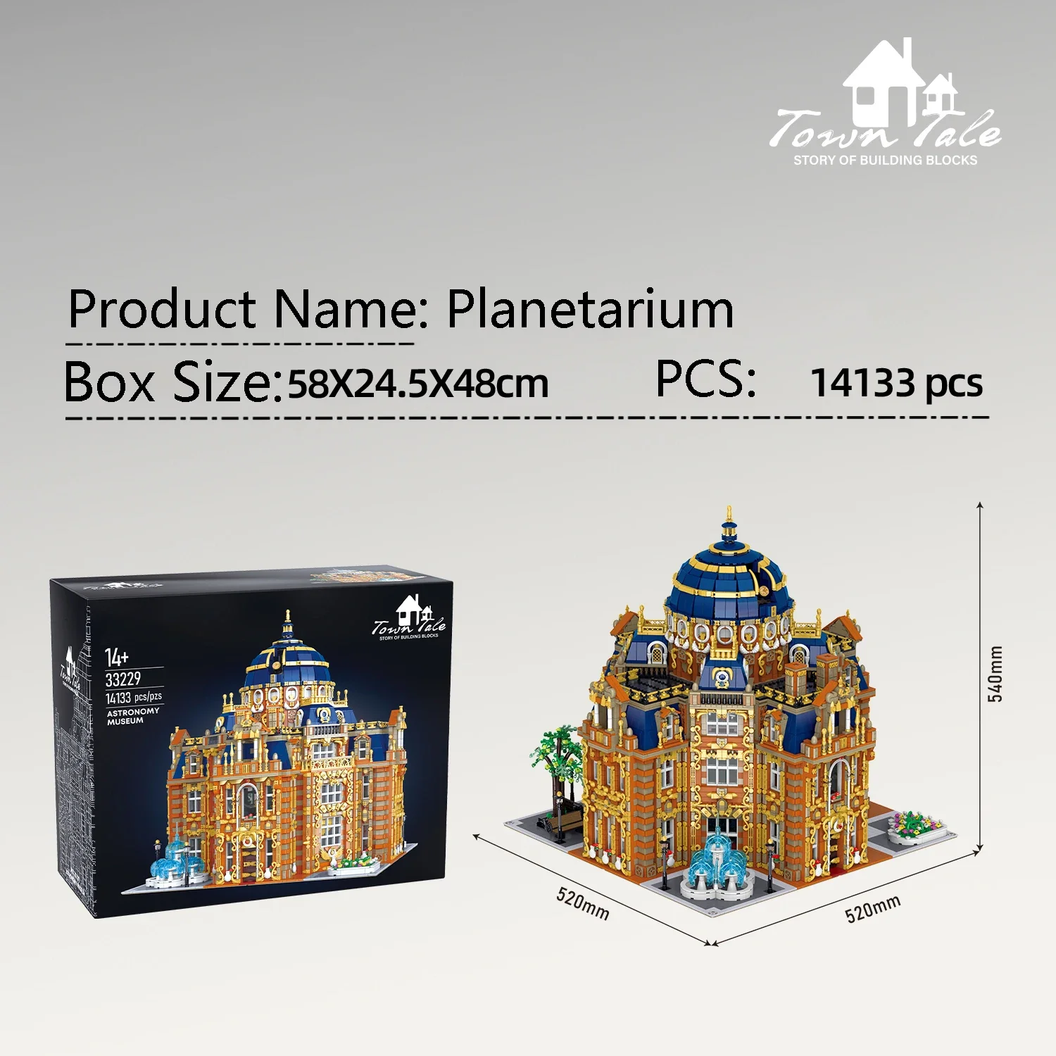 14133PCS Royal Planetarium Building Blocks Creative City Street View Castle Model High Difficulty Assembly Bricks Toys For Kids