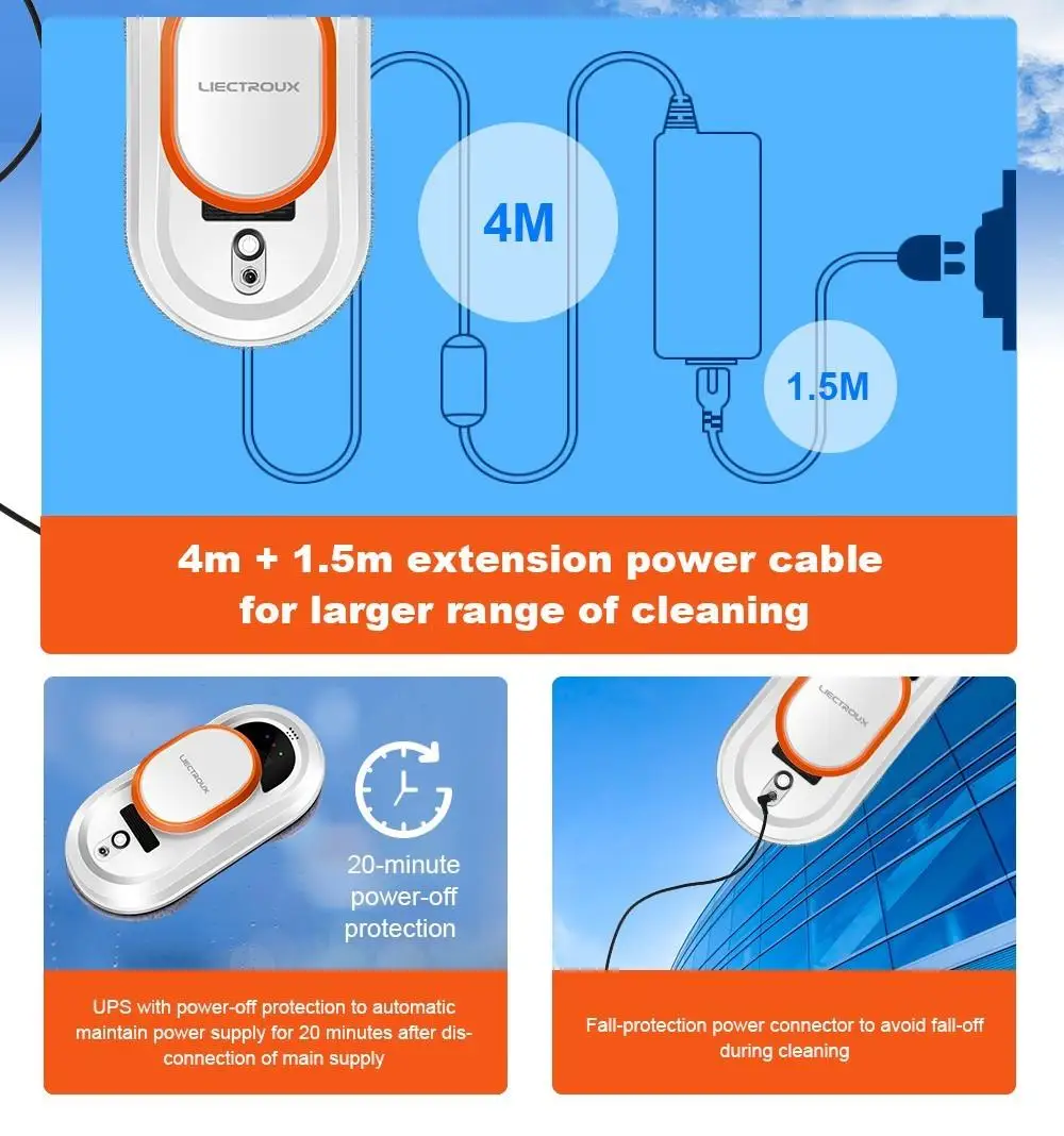 Liectroux HCR-09 Window Cleaning Robot,Robot Vacuum Cleaner for Window,Robot Window Cleaner,Electric Glass Wiper,Floor Mop Robot