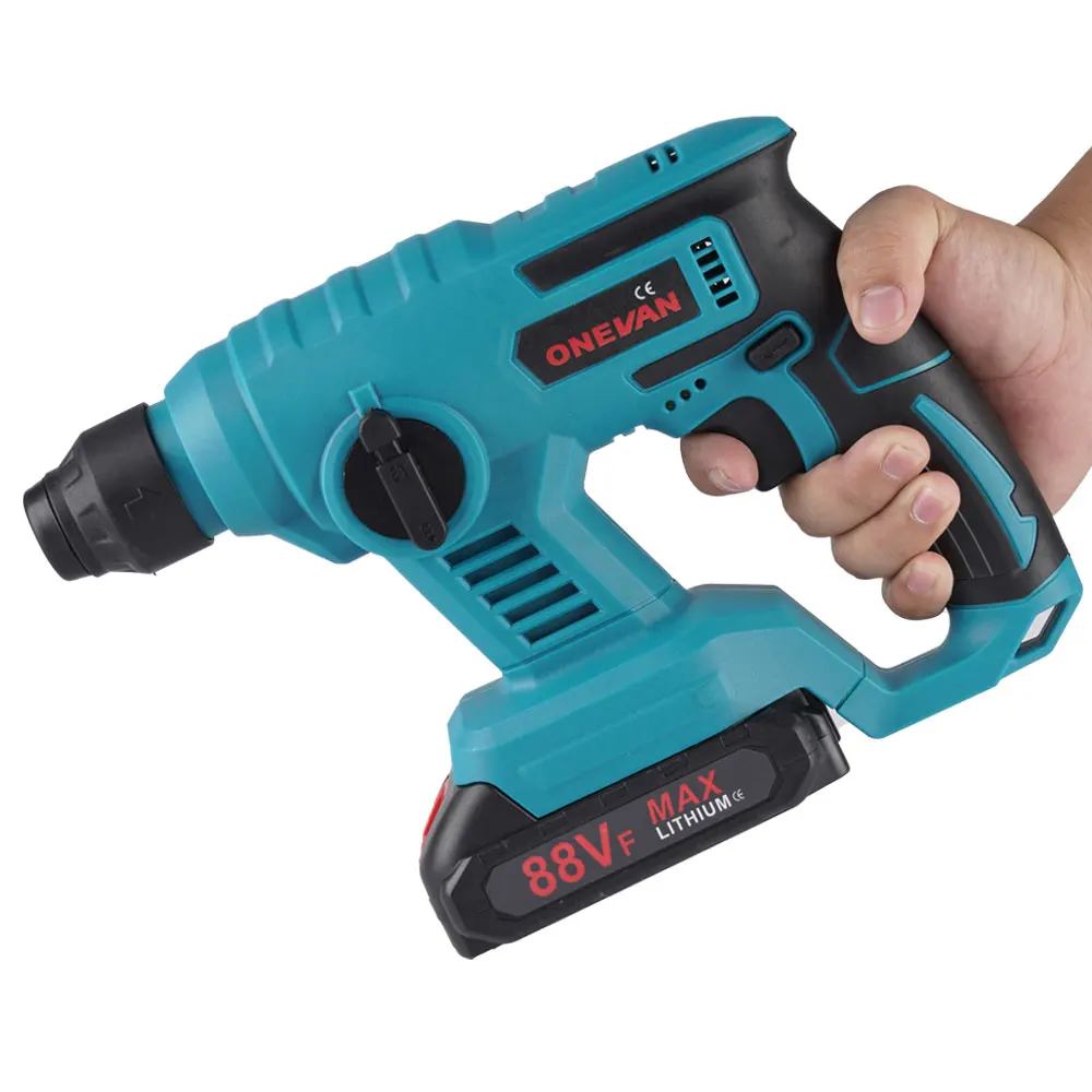 ONEVAN 1000W 3600RPM Electric Rotary Hammer Rechargeable Electric Hammer Impact Drill Woodworking Tools For Makita Battery Pin