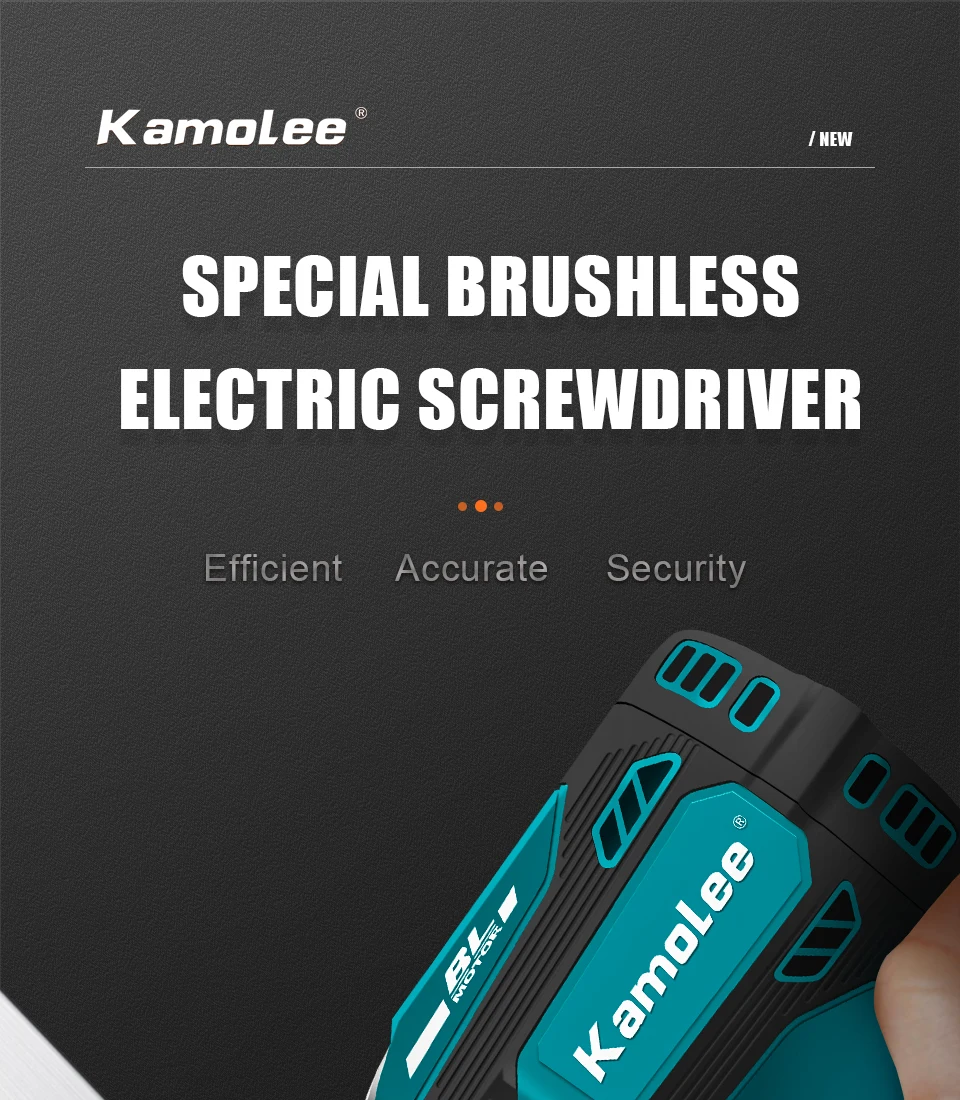 Kamolee 588Nm Cordless Electric Impact Brushless Wrench 5 Speed Screwdriver Power Tool 1/4" with 3 LED Light for Makita Battery