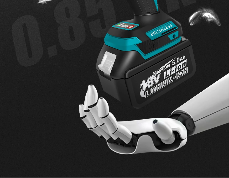 Kamolee 588Nm Cordless Electric Impact Brushless Wrench 5 Speed Screwdriver Power Tool 1/4" with 3 LED Light for Makita Battery