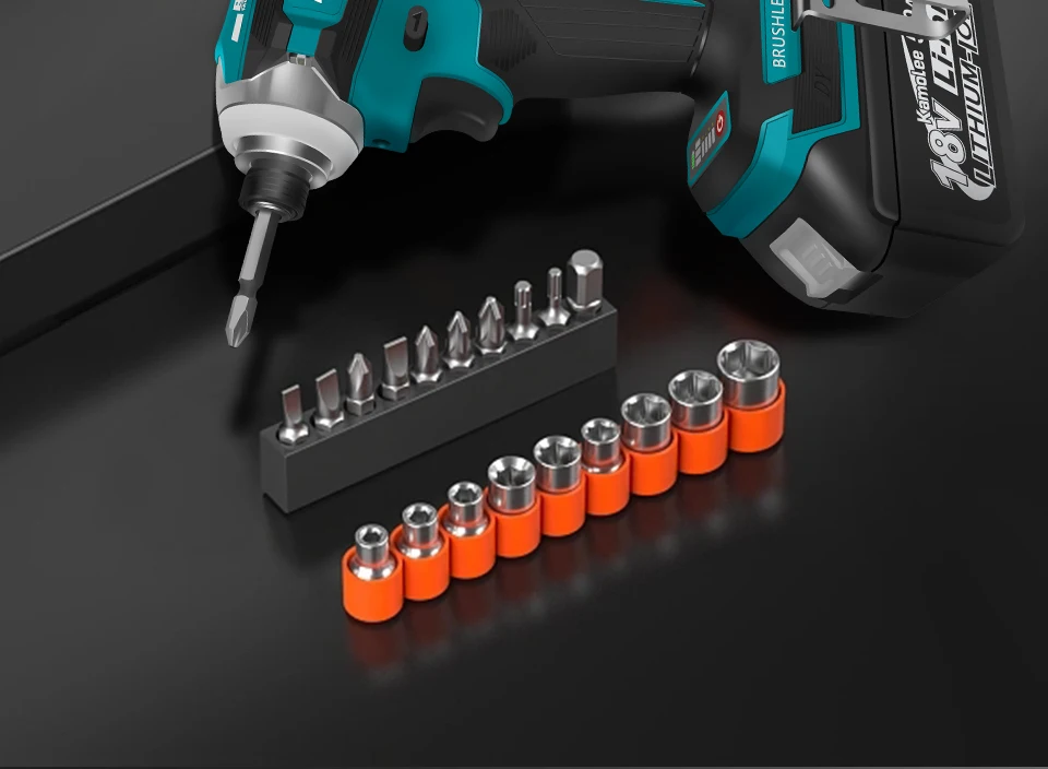 Kamolee 588Nm Cordless Electric Impact Brushless Wrench 5 Speed Screwdriver Power Tool 1/4" with 3 LED Light for Makita Battery