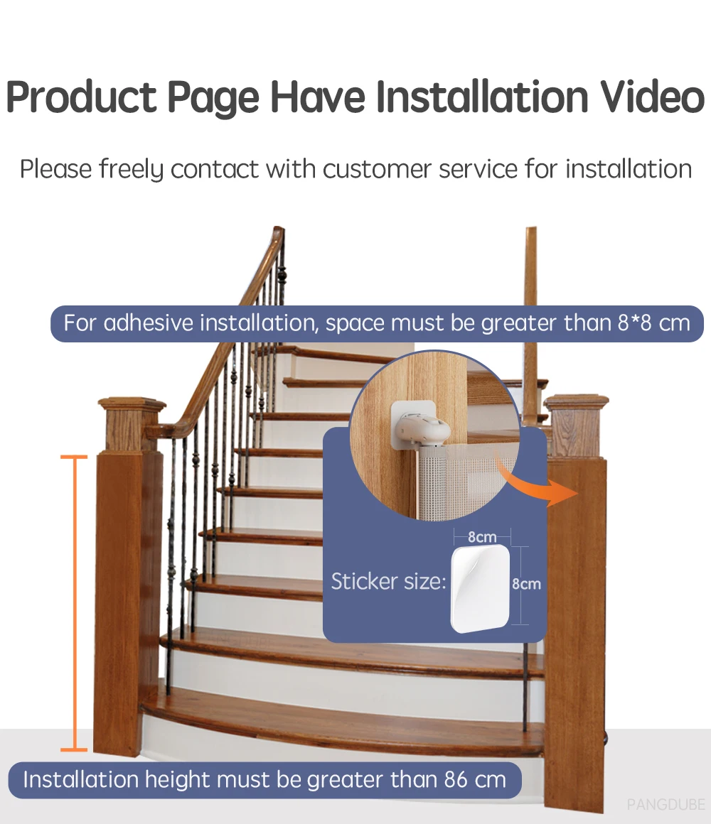 PANGDUBE Baby Flexible Mesh Door Gate Children's Safety Barrier Pet Dog Gate Barrier Children Gate for Stair Ladder