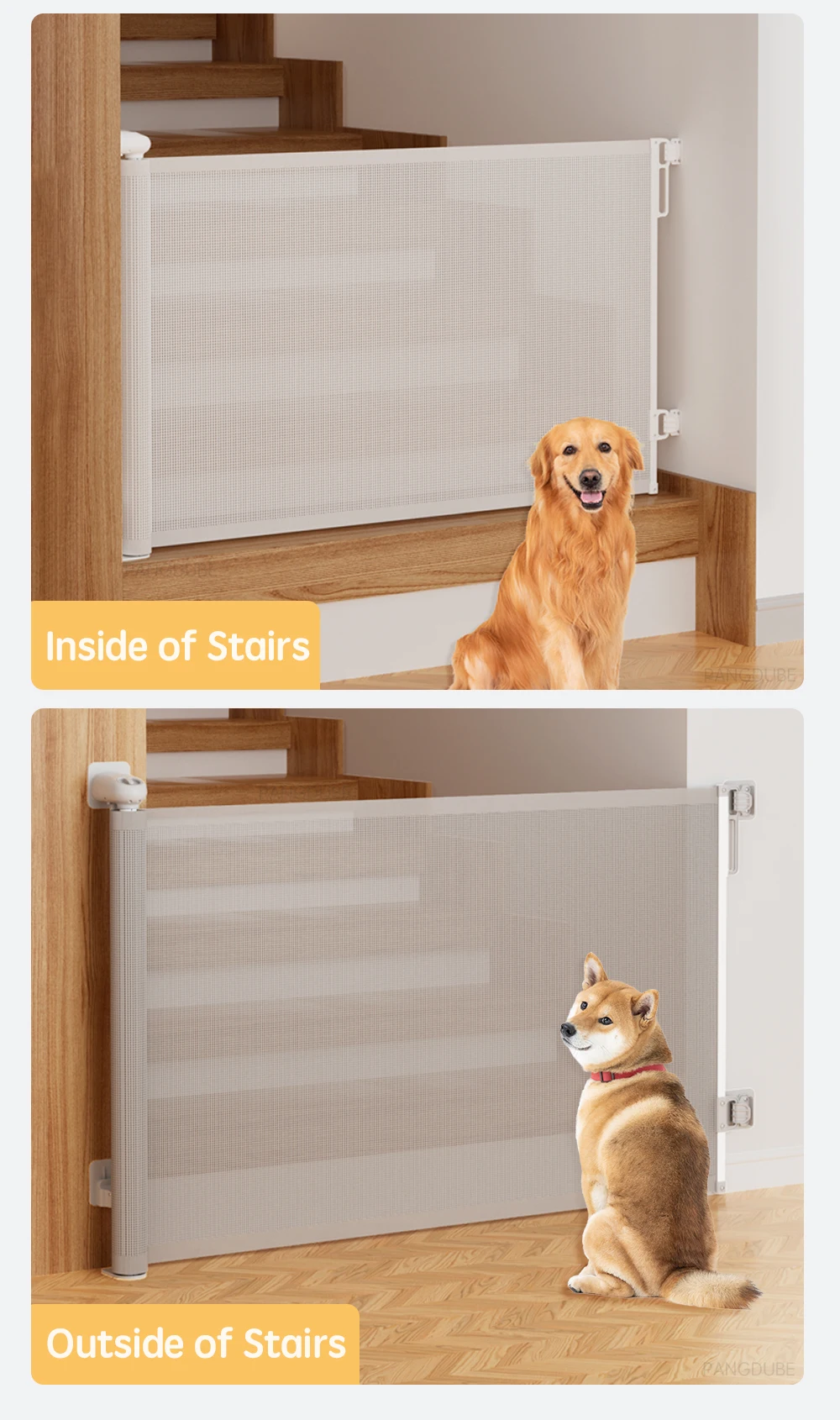 PANGDUBE Baby Flexible Mesh Door Gate Children's Safety Barrier Pet Dog Gate Barrier Children Gate for Stair Ladder