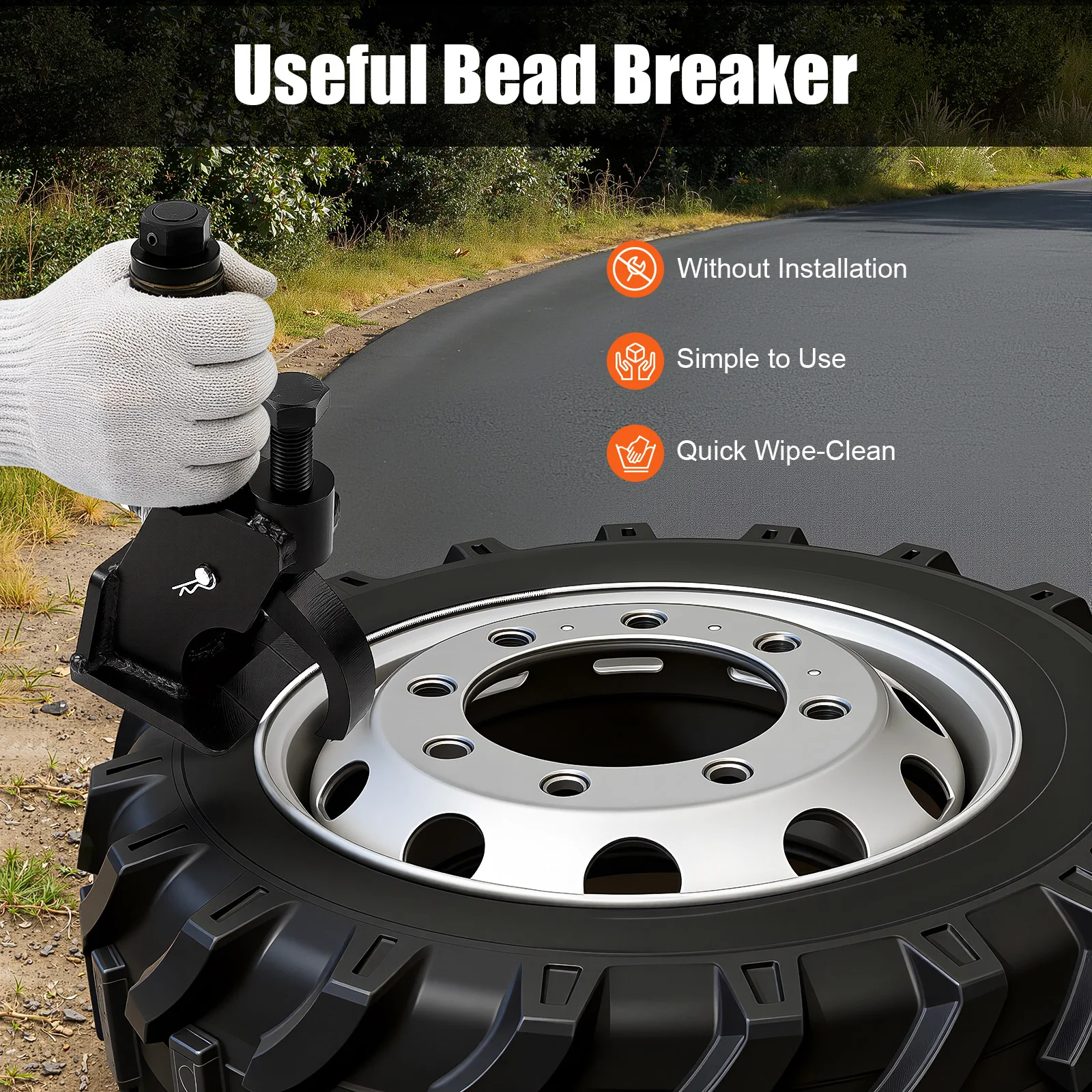 Manual Tire Bead Breaker Fit for 10-21 Inches Tires Changer Tool with Rubber Pad for ATVs/UTVs Tractors Trucks Cars