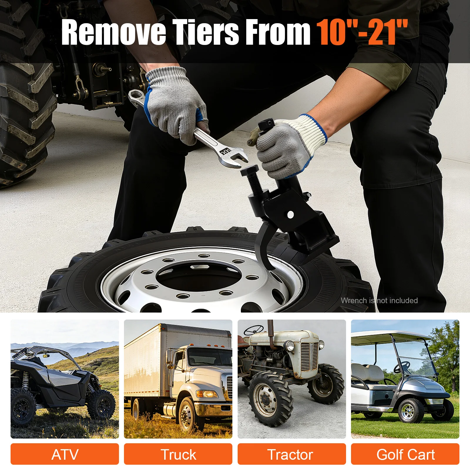 Manual Tire Bead Breaker Fit for 10-21 Inches Tires Changer Tool with Rubber Pad for ATVs/UTVs Tractors Trucks Cars