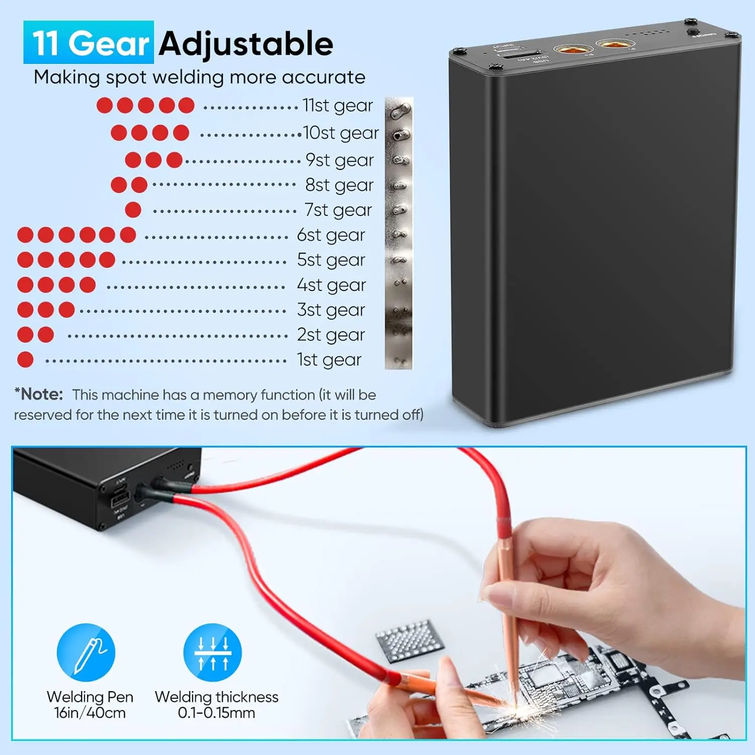 Spot welding machine, portable adjustable spot welding machine 5000mAh mini spot welding machine USB charging quick release pen