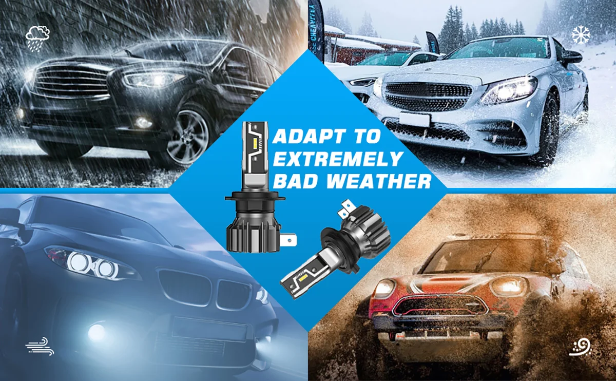 NOVSIGHT N57 H7 Super Bright Lamps H4 H11 H8 H9 H1 9005 HB3 9006 HB4 880 881 Mini Size 50W 10000LM Headlamp 6500K White Fog Lamp
