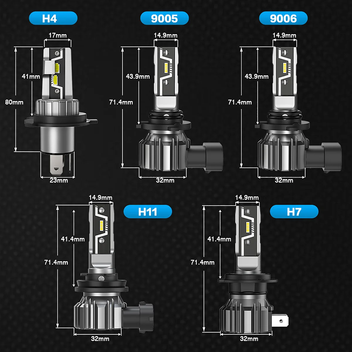 NOVSIGHT N57 H7 Super Bright Lamps H4 H11 H8 H9 H1 9005 HB3 9006 HB4 880 881 Mini Size 50W 10000LM Headlamp 6500K White Fog Lamp